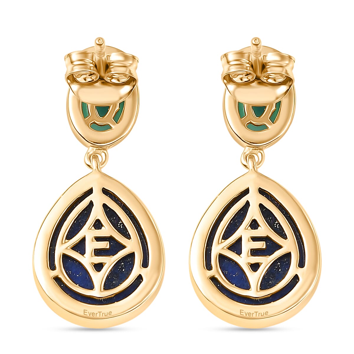Natural Lapis Lazuli & Green Onyx Stud Push Post Earring 13.36 Ct. Natural Lapis Lazuli & Green Onyx Stud Push Post Earring 13.36 Ct.