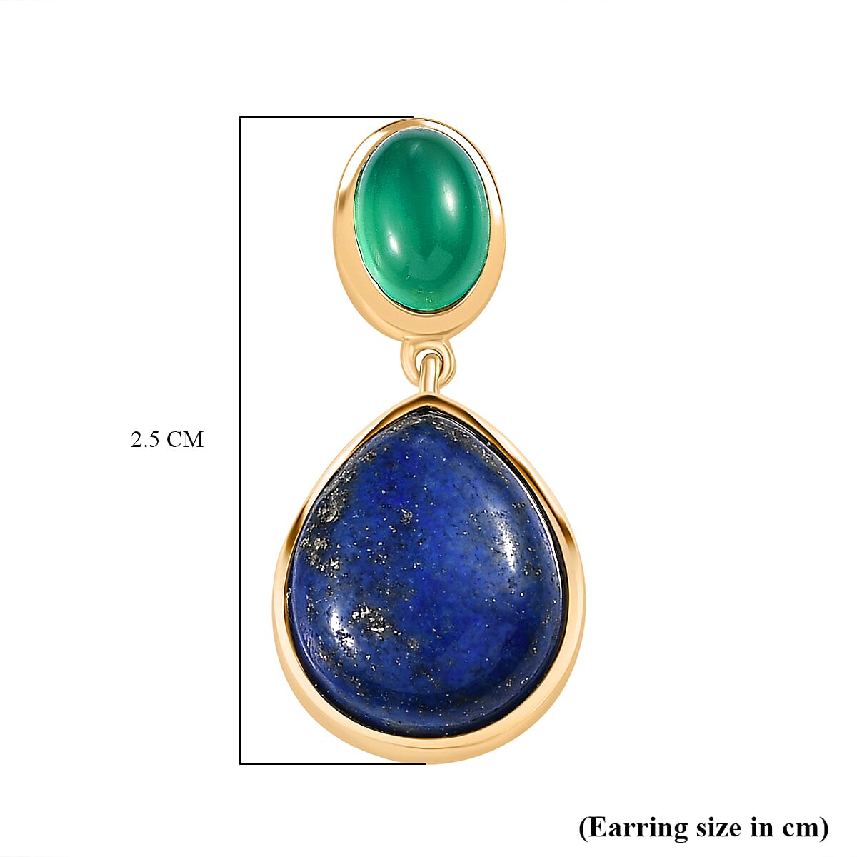 Natural Lapis Lazuli & Green Onyx Stud Push Post Earring 13.36 Ct. Natural Lapis Lazuli & Green Onyx Stud Push Post Earring 13.36 Ct.