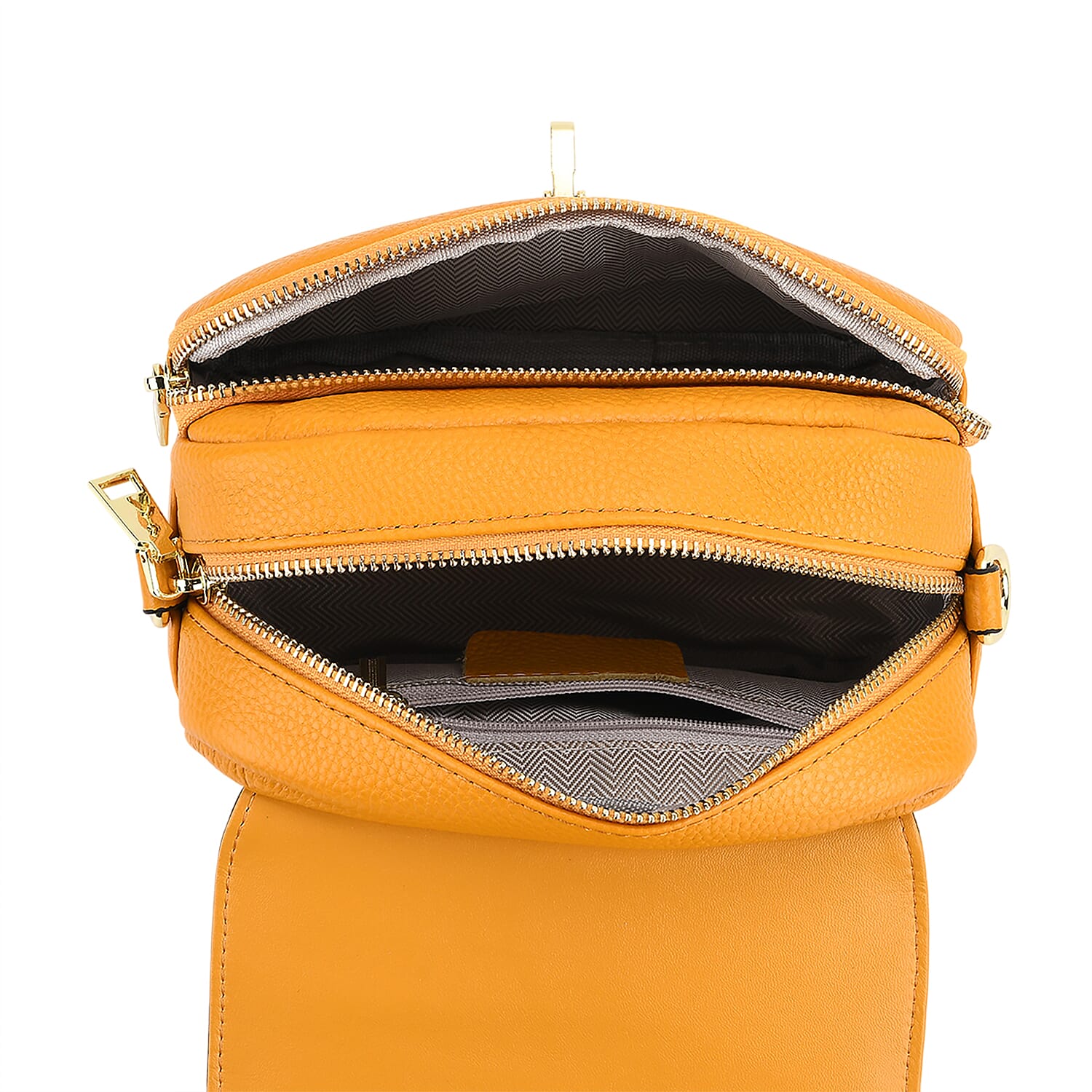 Designer - Inspired Genuine Leather Satchel Bag - Yellow