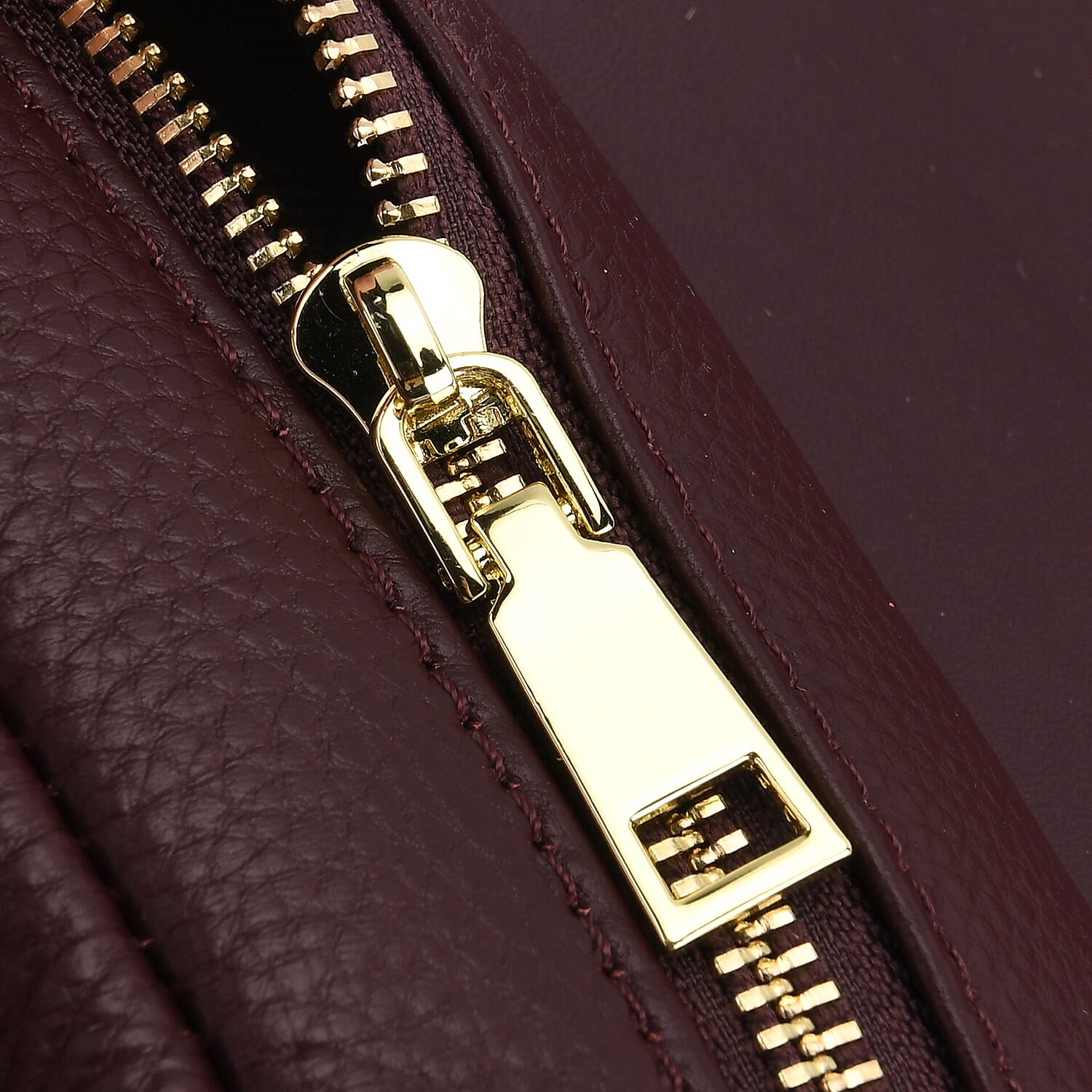 Designer - Inspired Genuine Leather Satchel Bag - Dark Burgundy