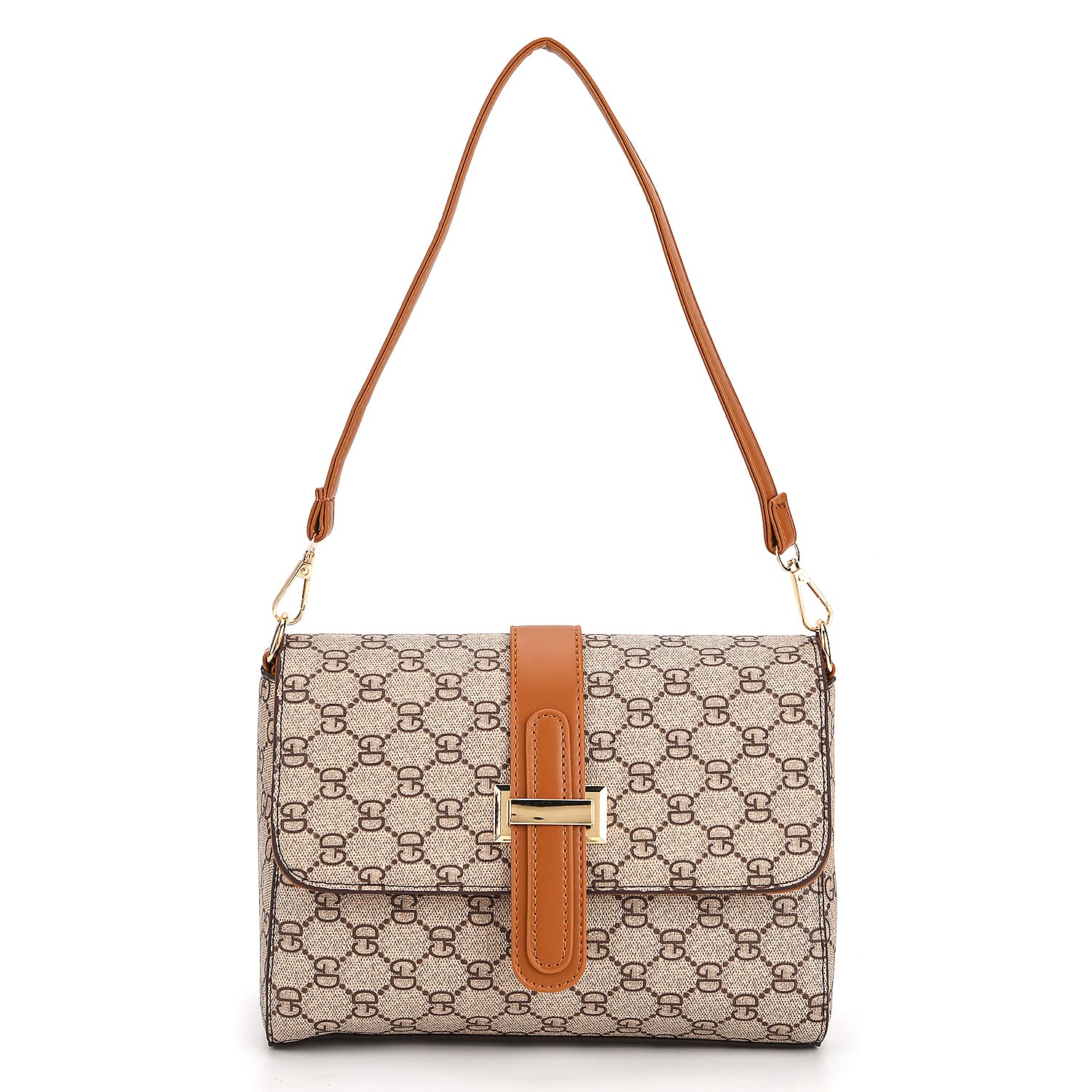 Monogram Pattern Crossbody Bag - Light Khaki