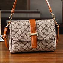 Monogram Pattern Crossbody Bag - Light Khaki