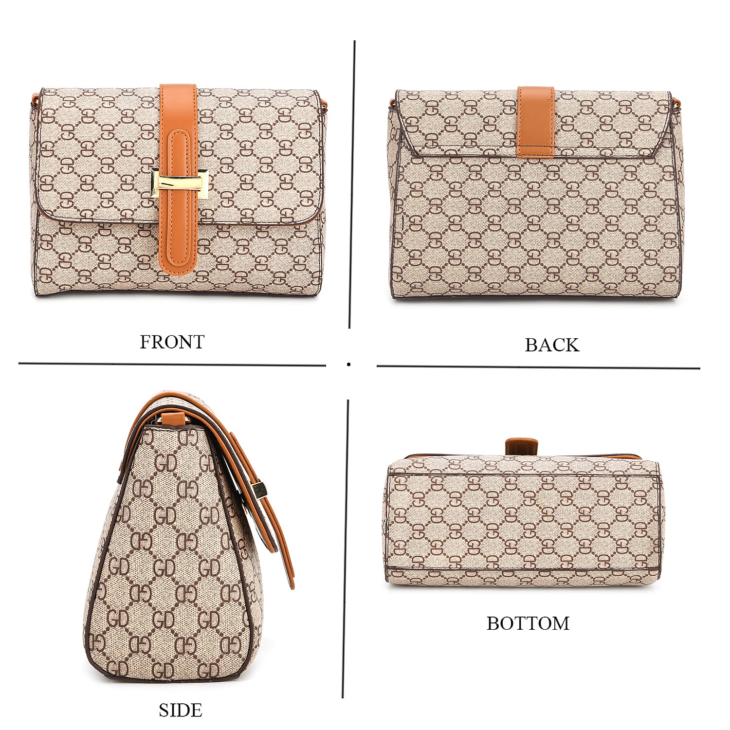 Monogram Pattern Crossbody Bag - Light Khaki