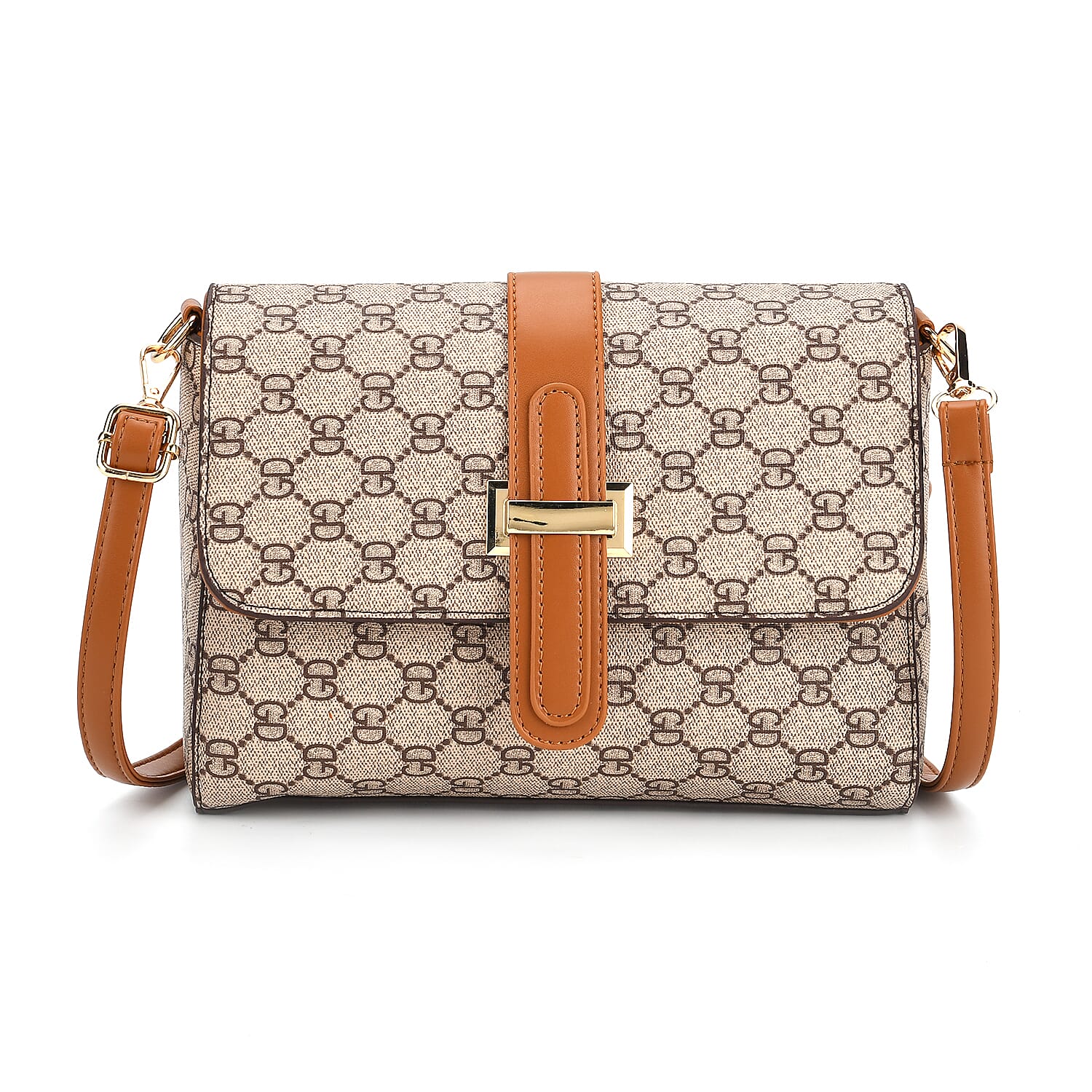 Monogram Pattern Crossbody Bag - Light Khaki