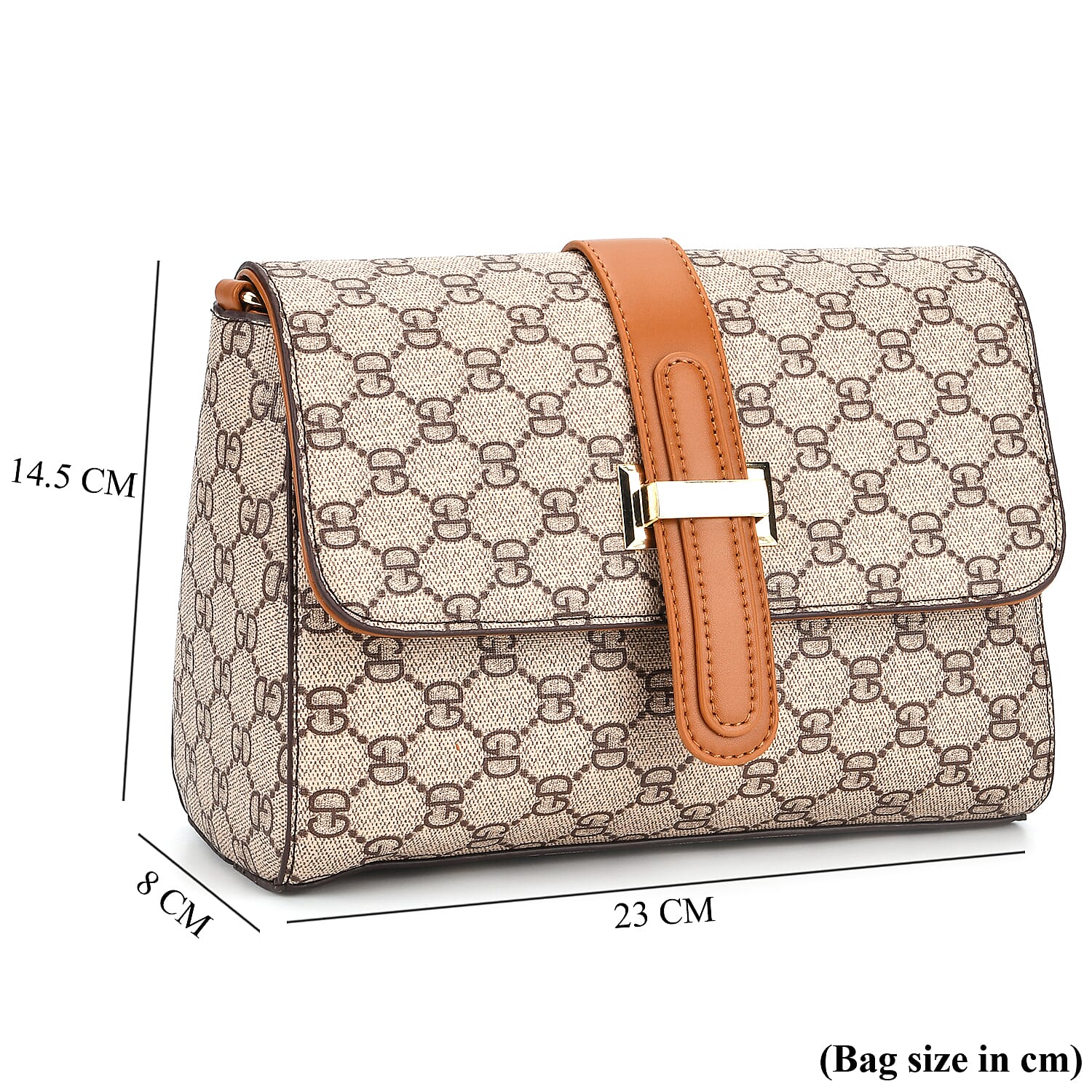 Monogram Pattern Crossbody Bag - Light Khaki