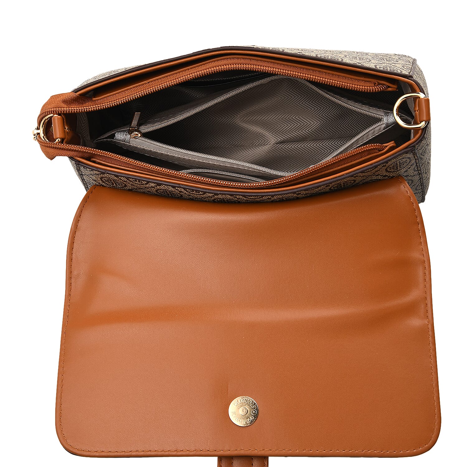 Monogram Pattern Crossbody Bag - Beige