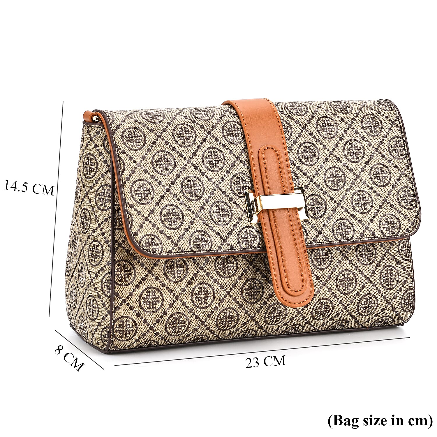Monogram Pattern Crossbody Bag - Beige