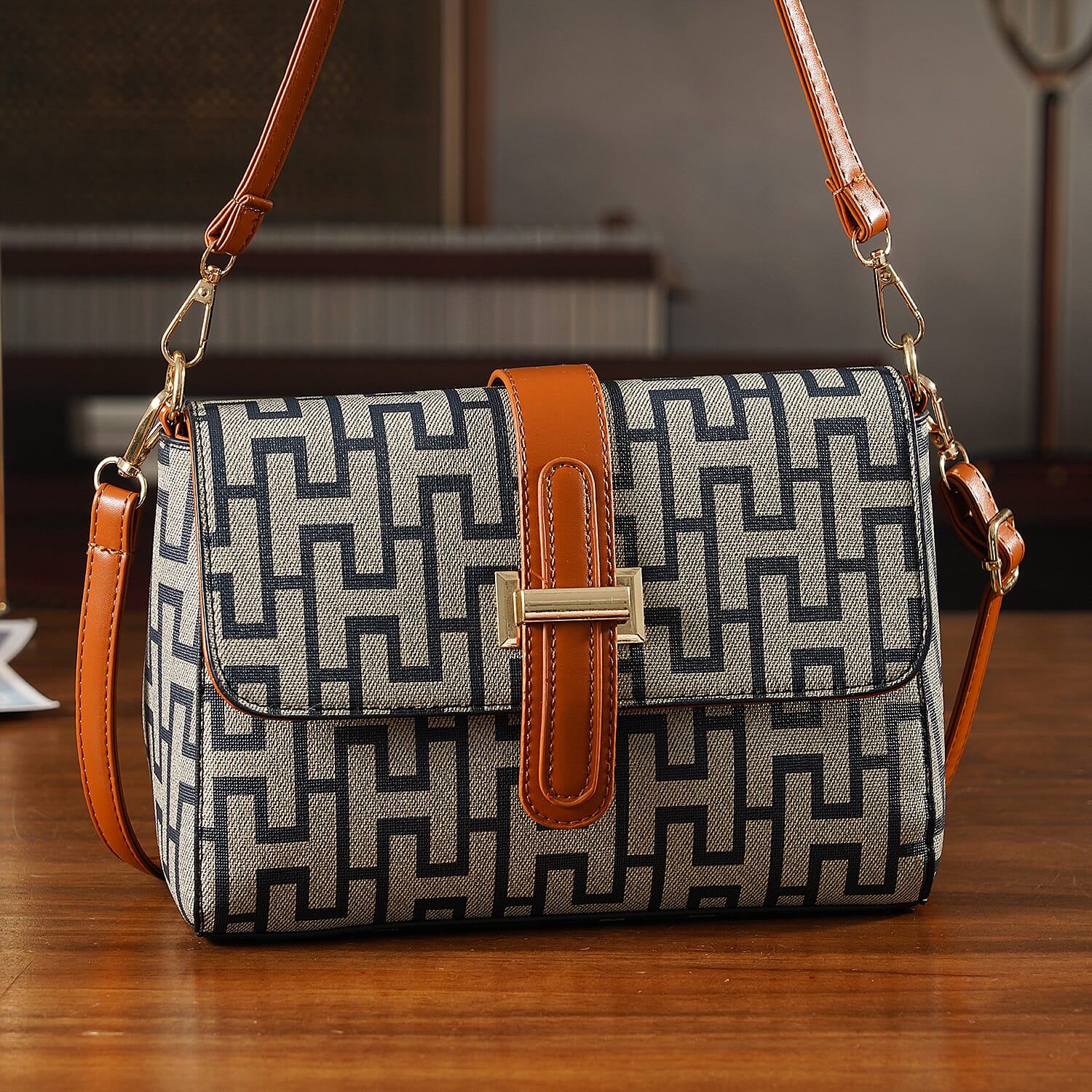 Monogram Pattern Crossbody Bag - Green