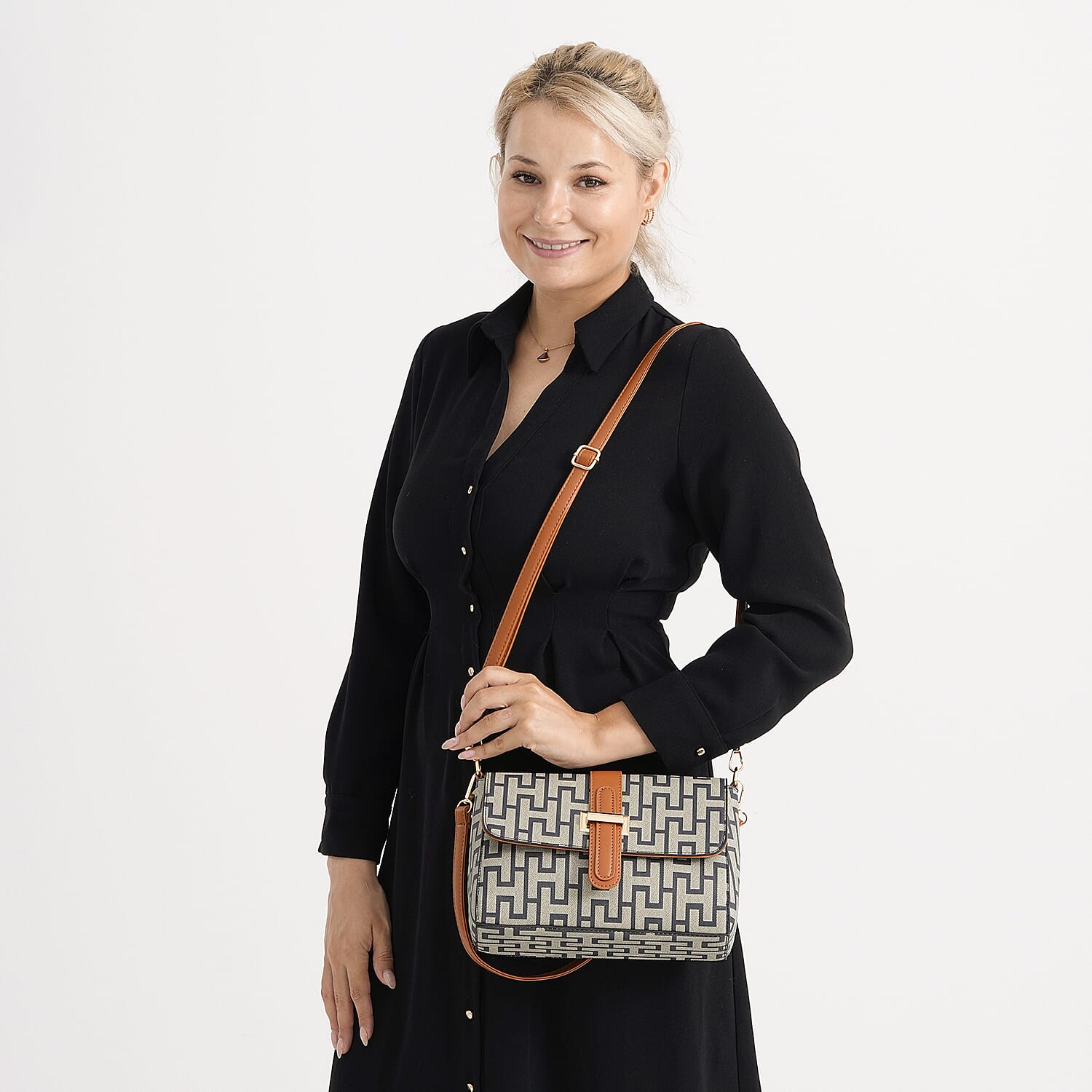 Monogram Pattern Crossbody Bag - Green