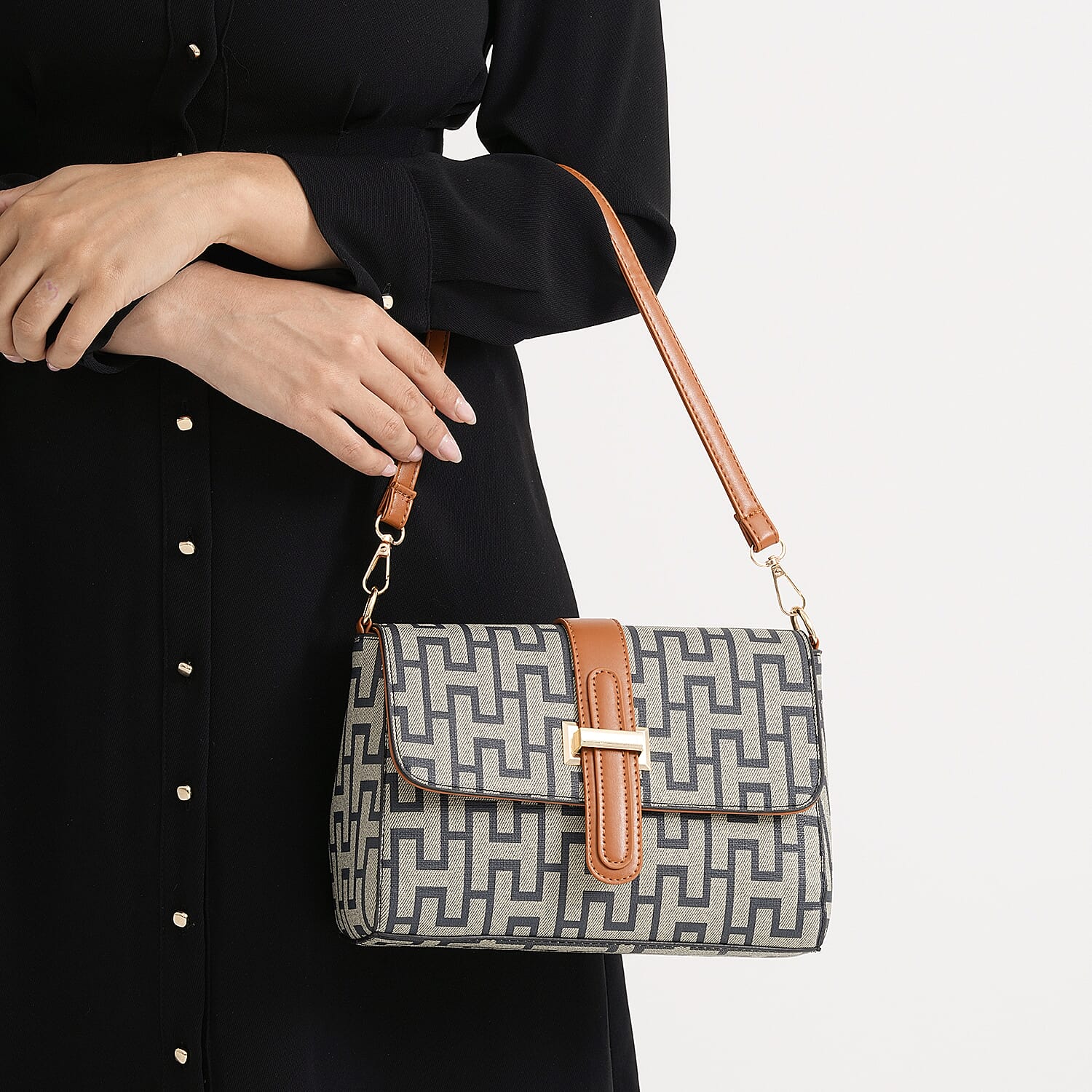 Monogram Pattern Crossbody Bag - Green