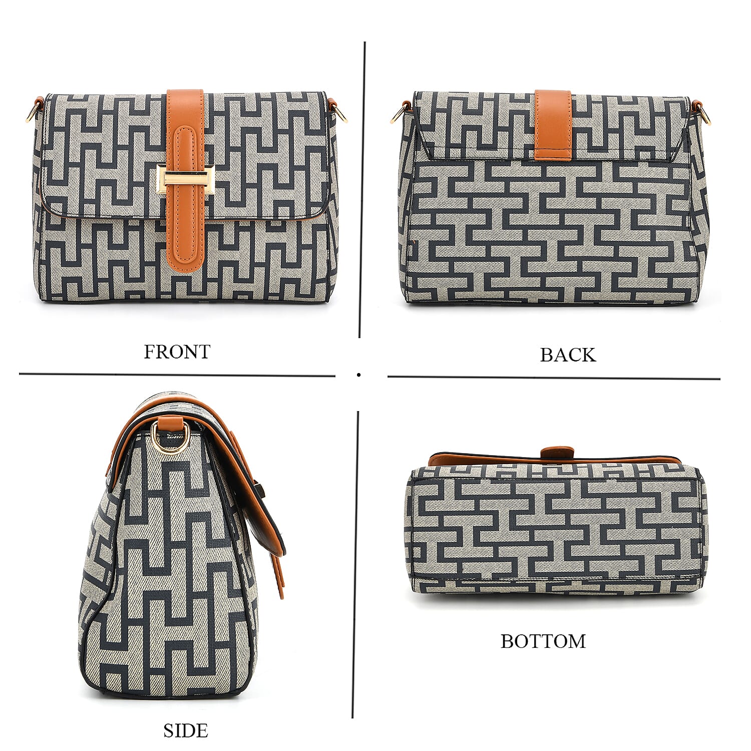 Monogram Pattern Crossbody Bag - Green