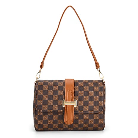 Monogram Pattern Crossbody Bag - Light Brown