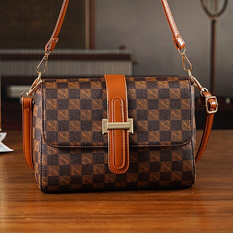 Monogram Pattern Crossbody Bag - Light Brown