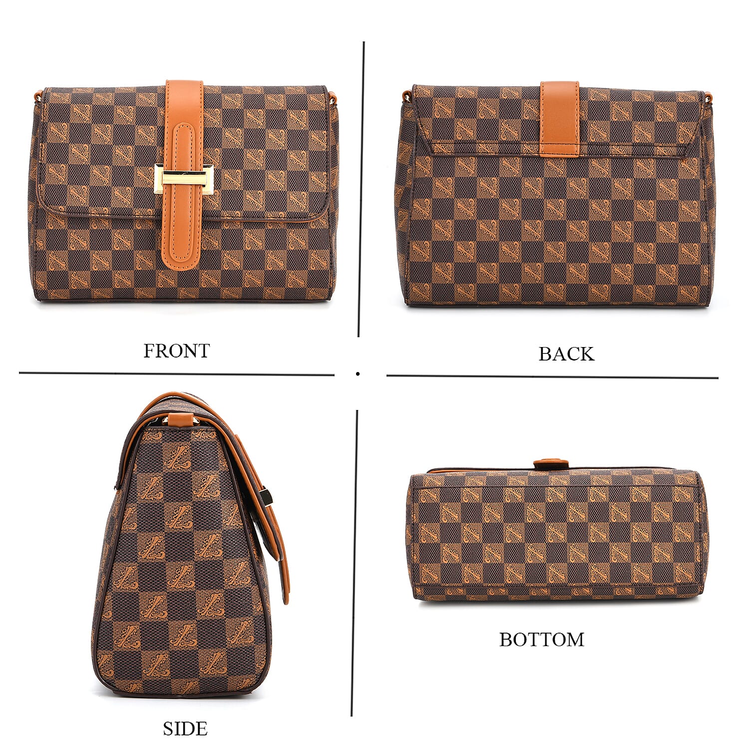 Monogram Pattern Crossbody Bag - Light Brown