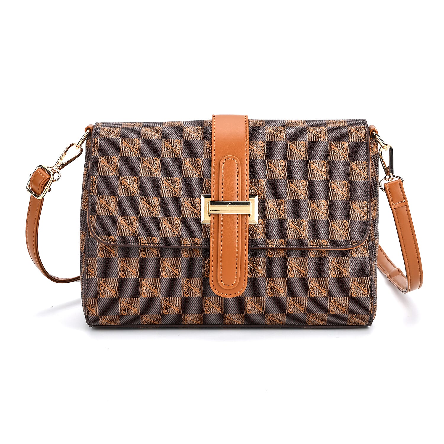 Monogram Pattern Crossbody Bag - Light Brown