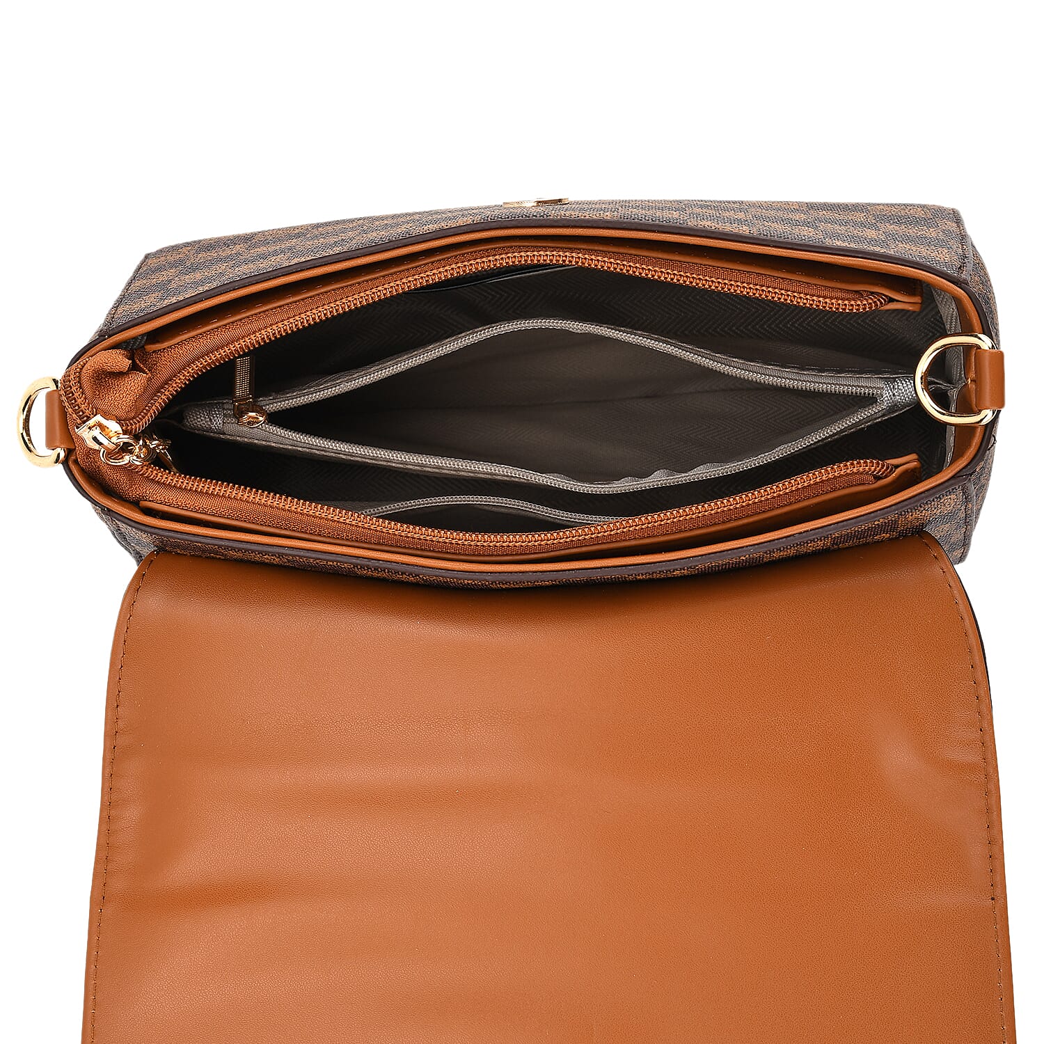 Monogram Pattern Crossbody Bag - Light Brown