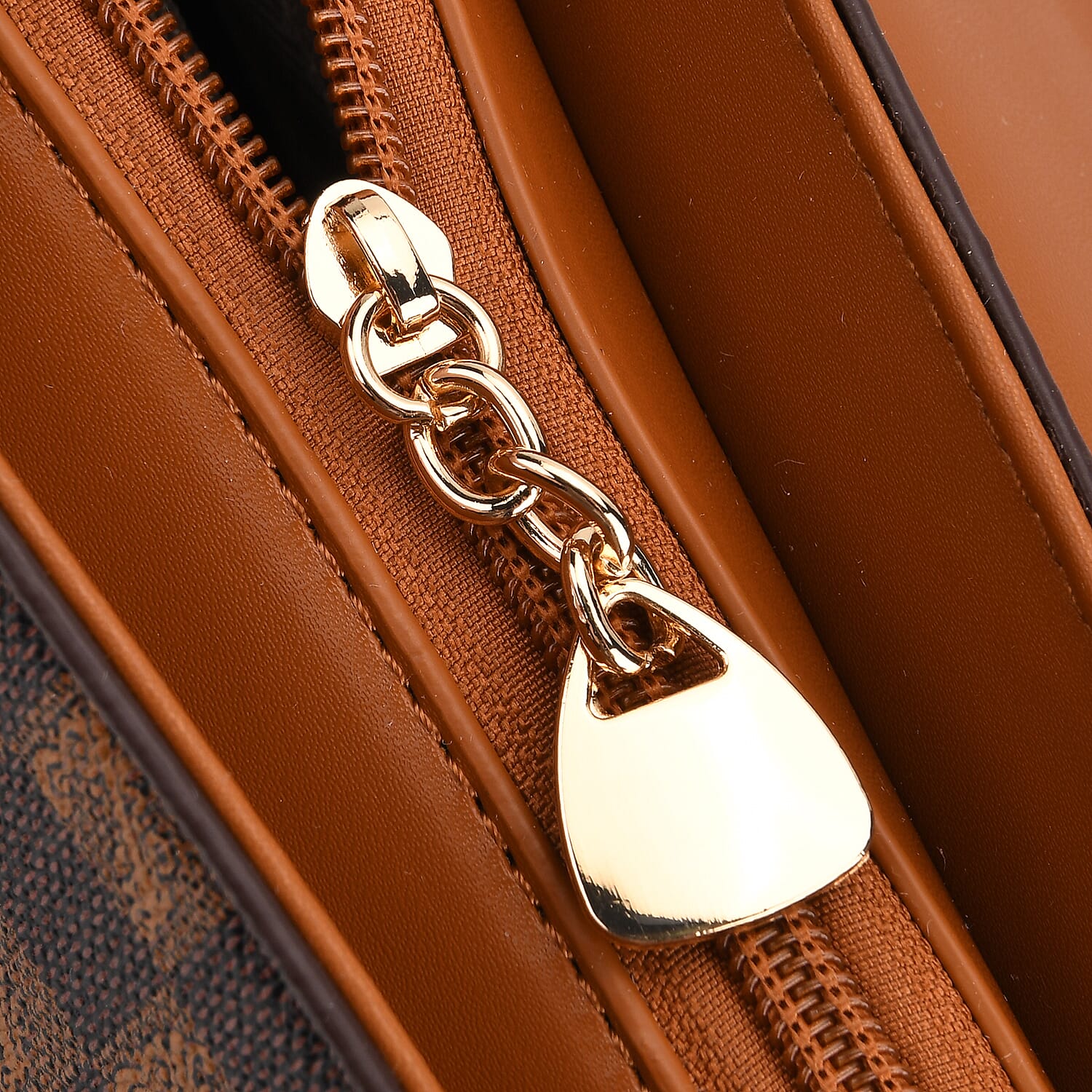 Monogram Pattern Crossbody Bag - Light Brown