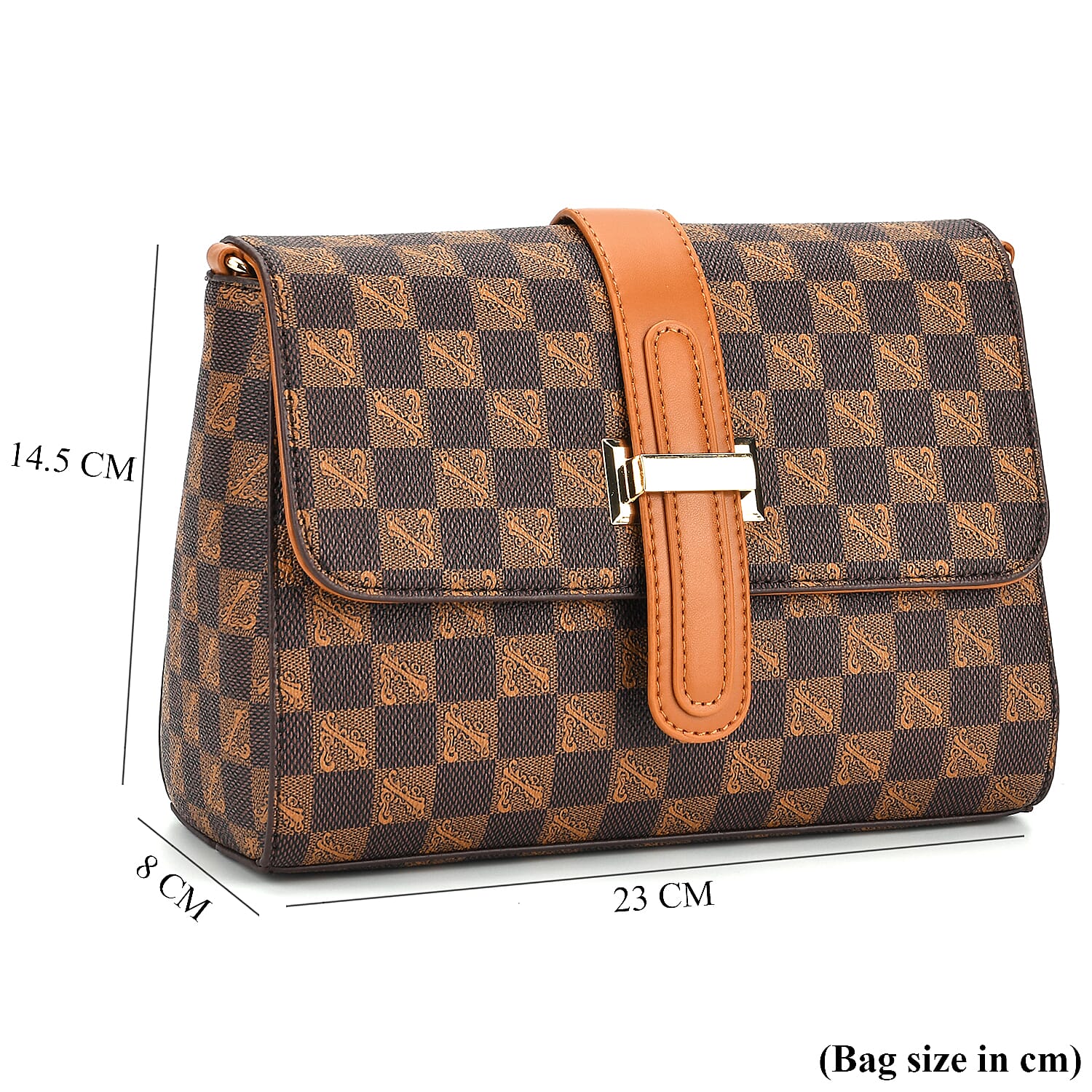 Monogram Pattern Crossbody Bag - Light Brown