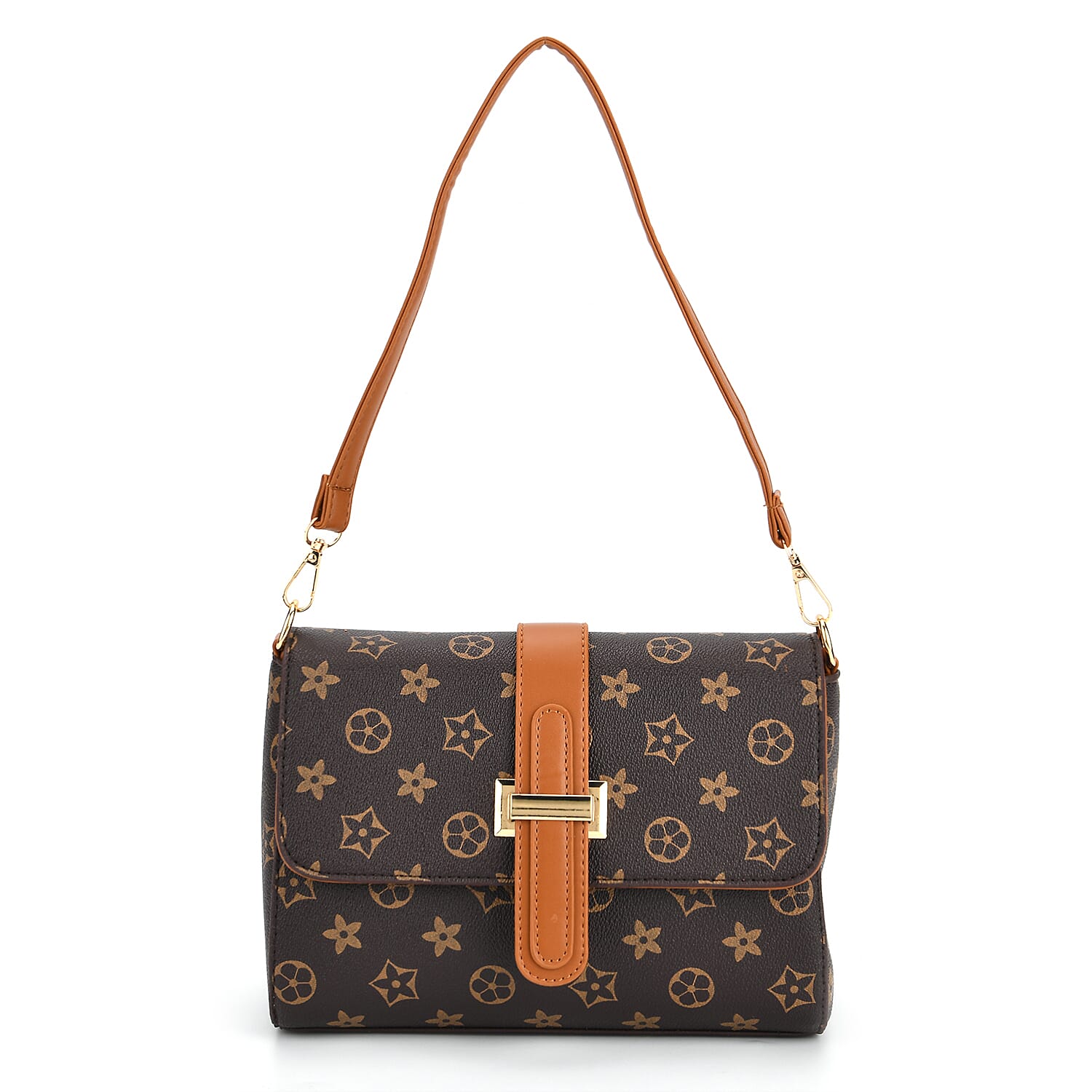 Monogram Pattern Crossbody Bag - Dark Brown