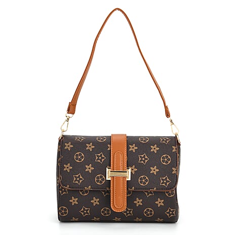 Monogram Pattern Crossbody Bag - Dark Brown