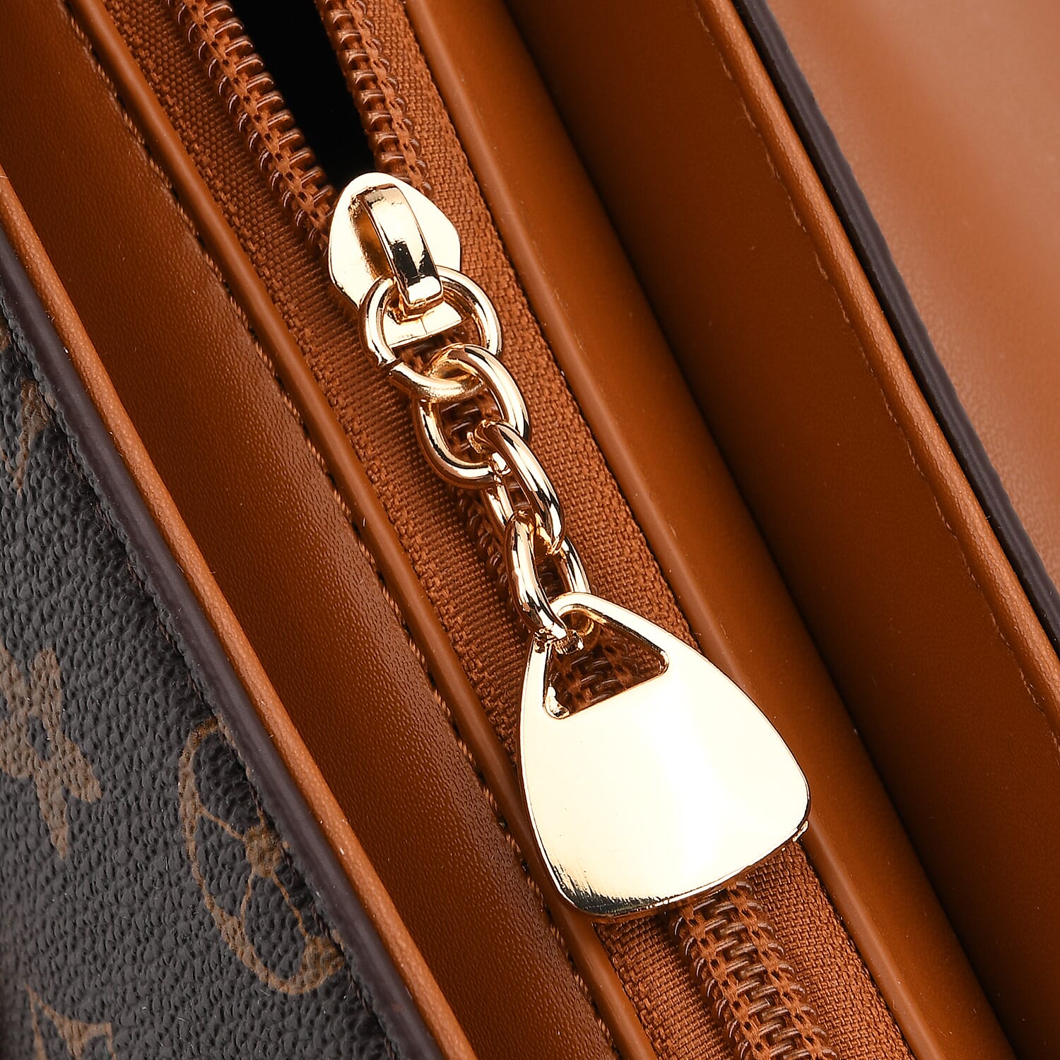 Monogram Pattern Crossbody Bag - Dark Brown