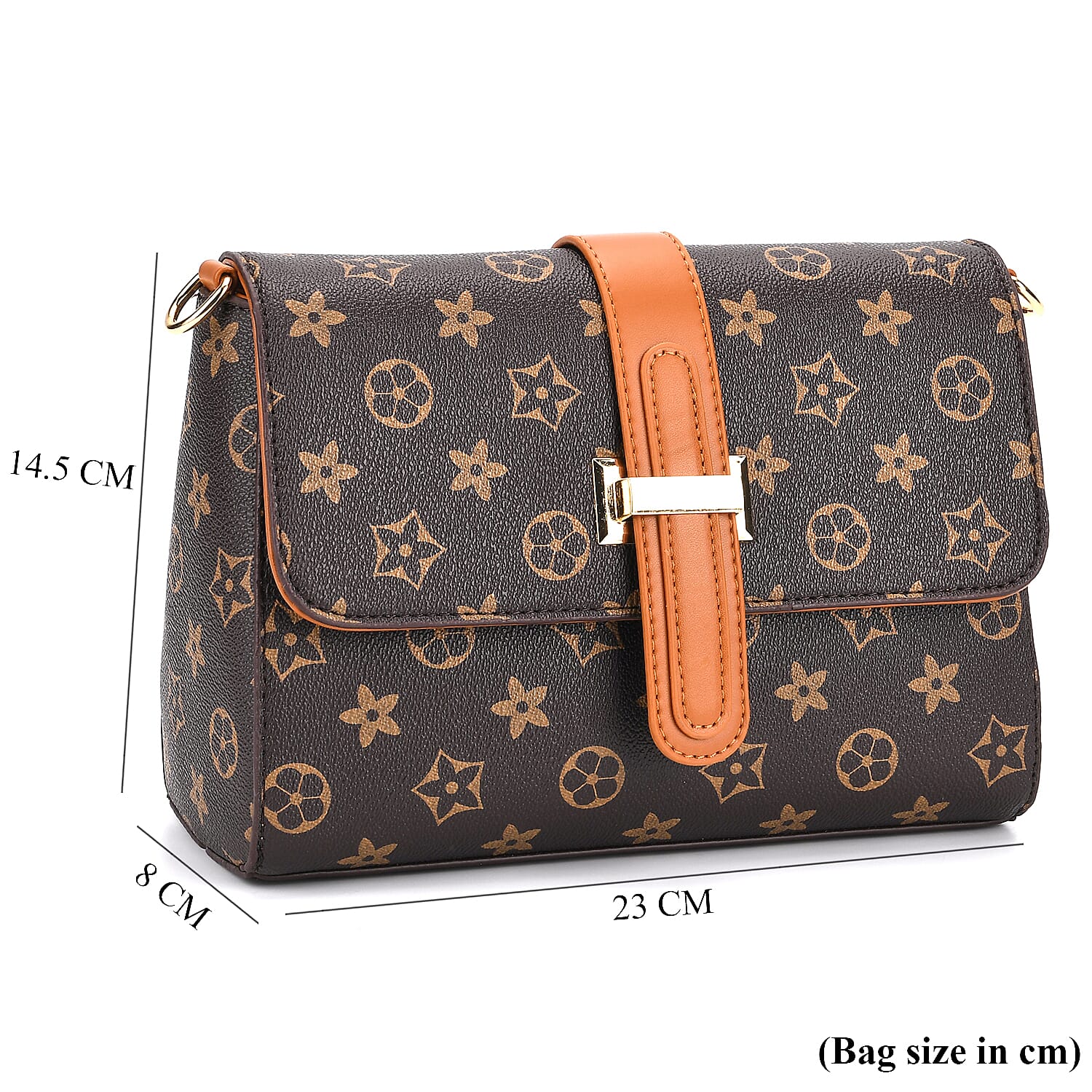 Monogram Pattern Crossbody Bag - Dark Brown