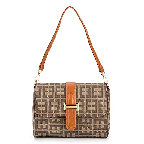 Monogram Pattern Crossbody Bag - Khaki