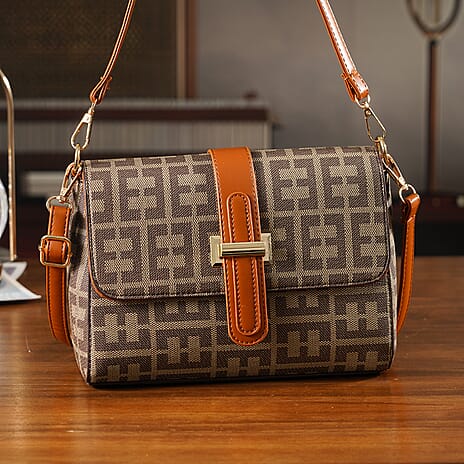 Monogram Pattern Crossbody Bag - Khaki