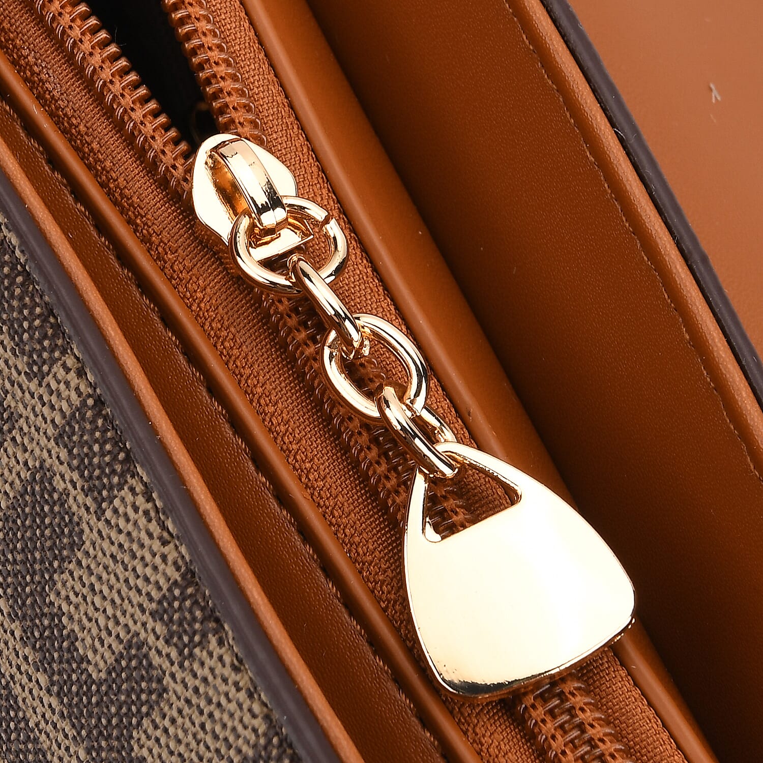 Monogram Pattern Crossbody Bag - Khaki