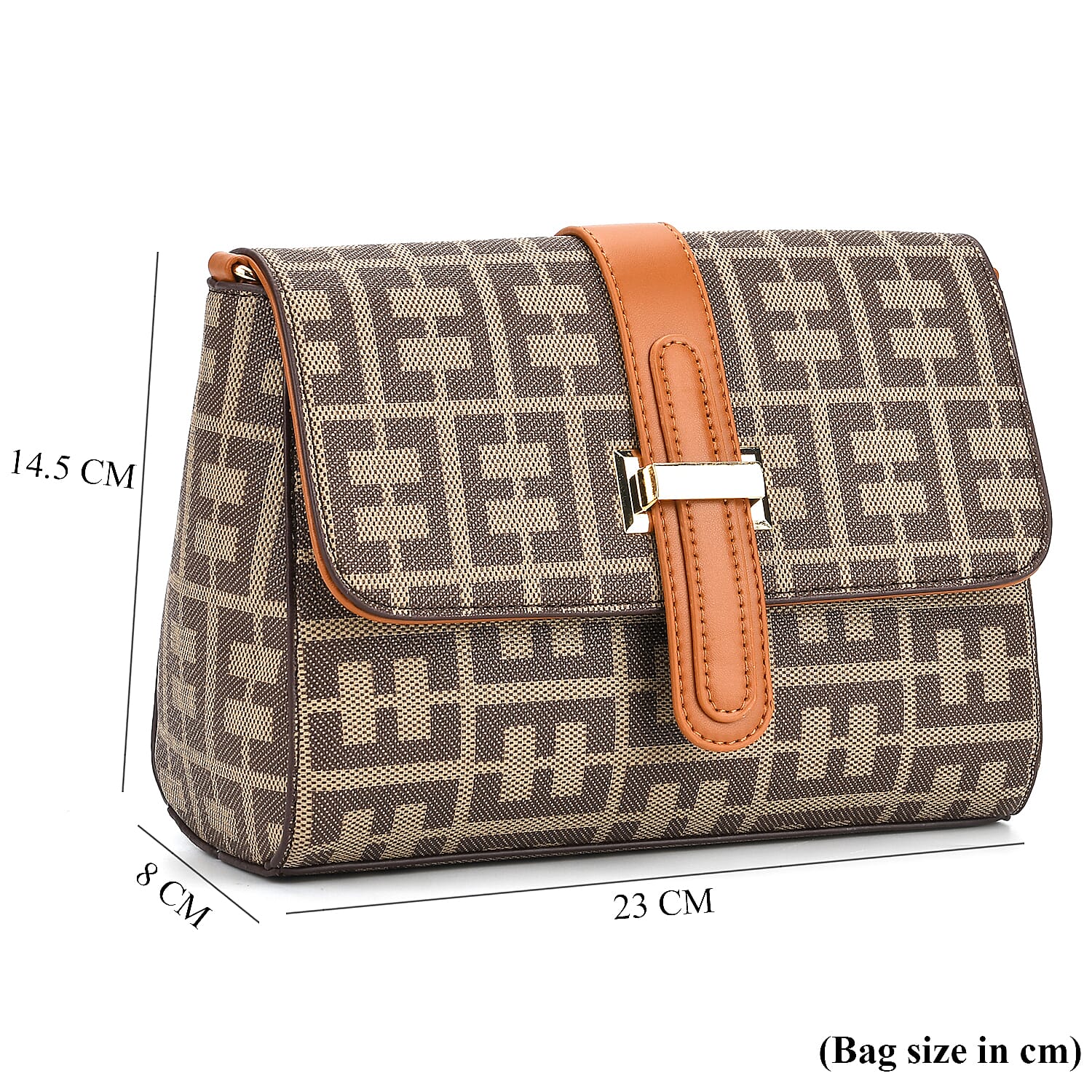 Monogram Pattern Crossbody Bag - Khaki