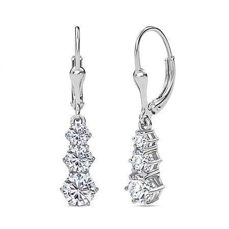 Djoy Moissanite Solitaire Lever Back Earring in Platinum Overlay Sterling Silver 1.50 Ct. Djoy Moissanite Solitaire Lever Back Earring in Platinum Overlay Sterling Silver 1.50 Ct.
