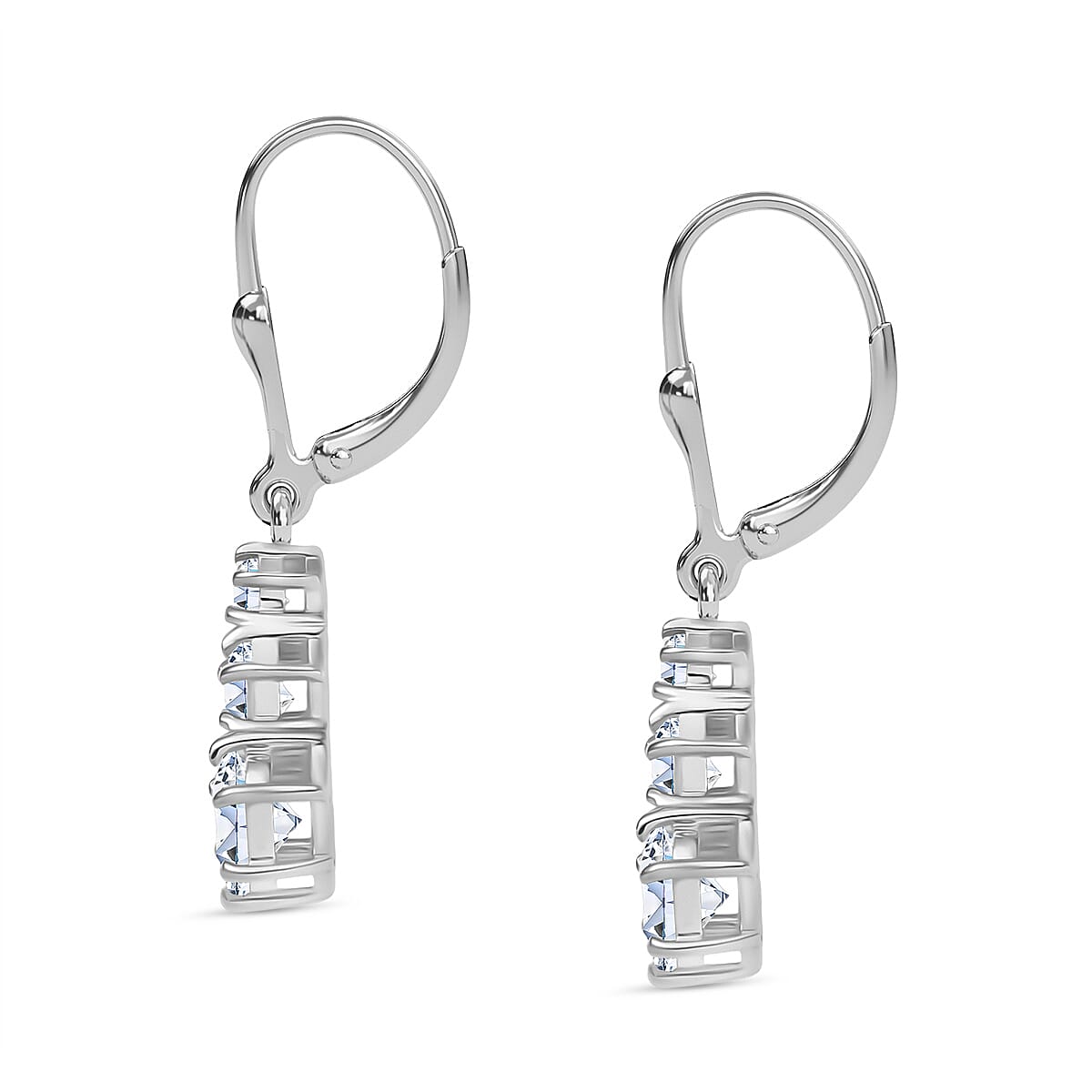 D'joy Moissanite Solitaire Lever Back Earring in Platinum Overlay Sterling Silver 1.50 Ct.