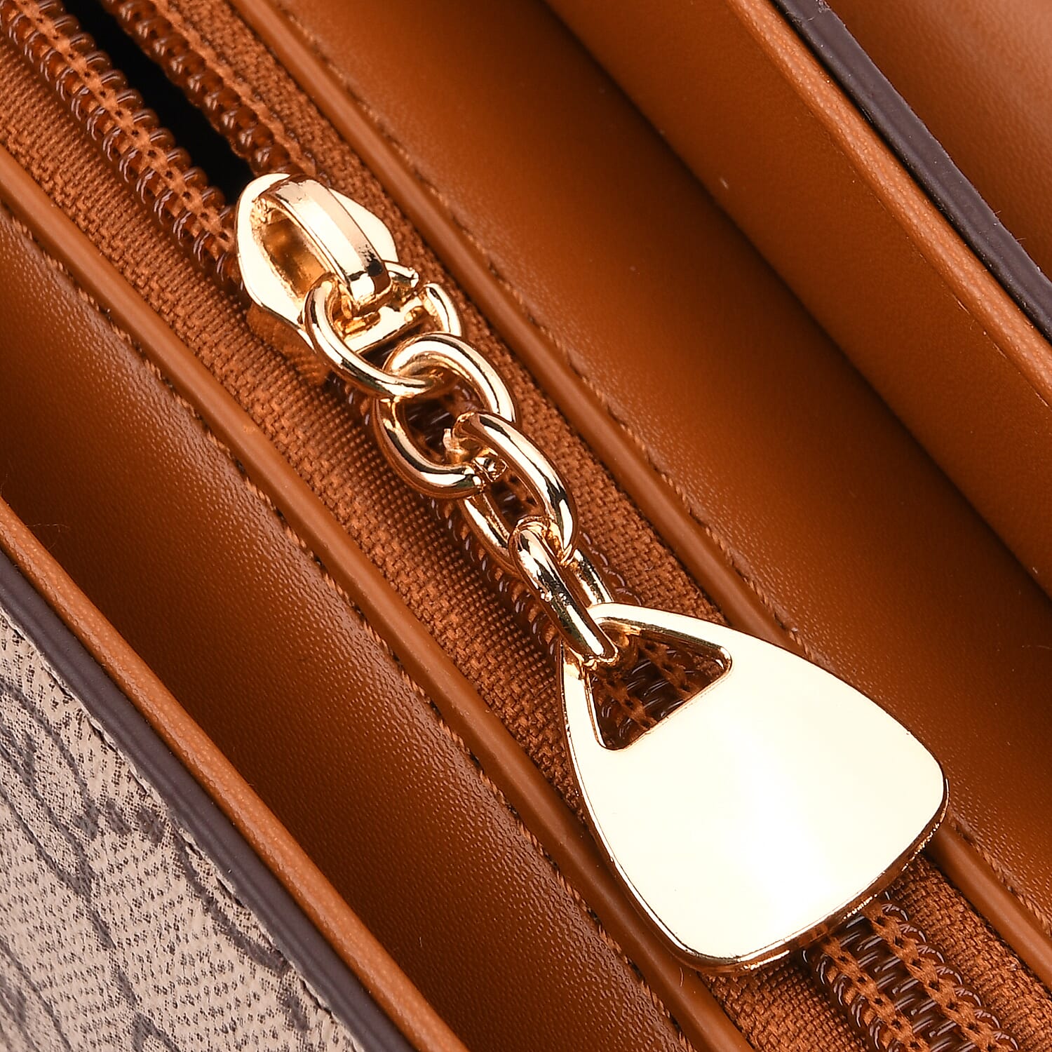 Designer-Inspired Geometric Pattern Sling Handbag - Light Khaki