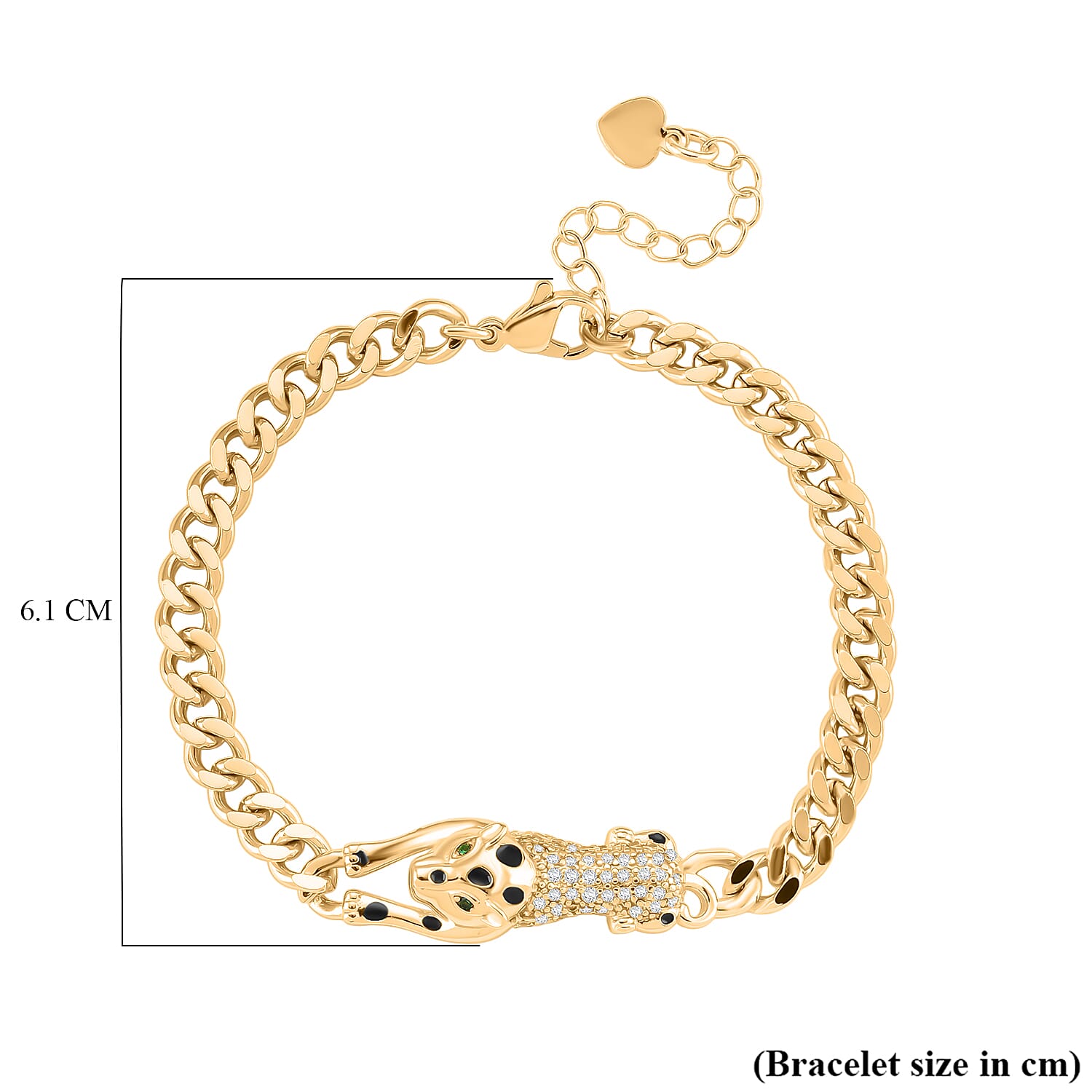 White Cubic Zirconia & Green crystal Bracelet (Size - 7 - 1.5 Ext)