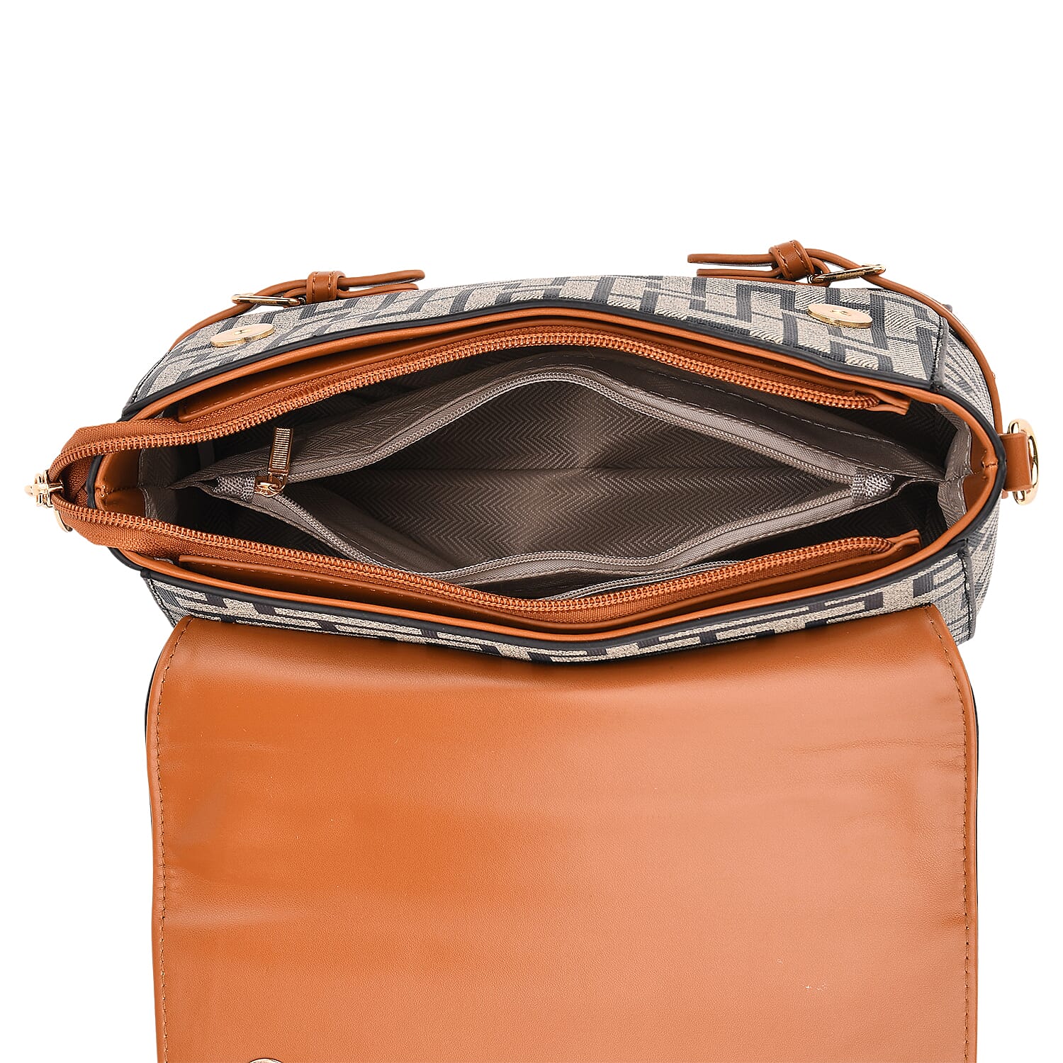 Designer-Inspired Geometric Pattern Sling Handbag - Blue