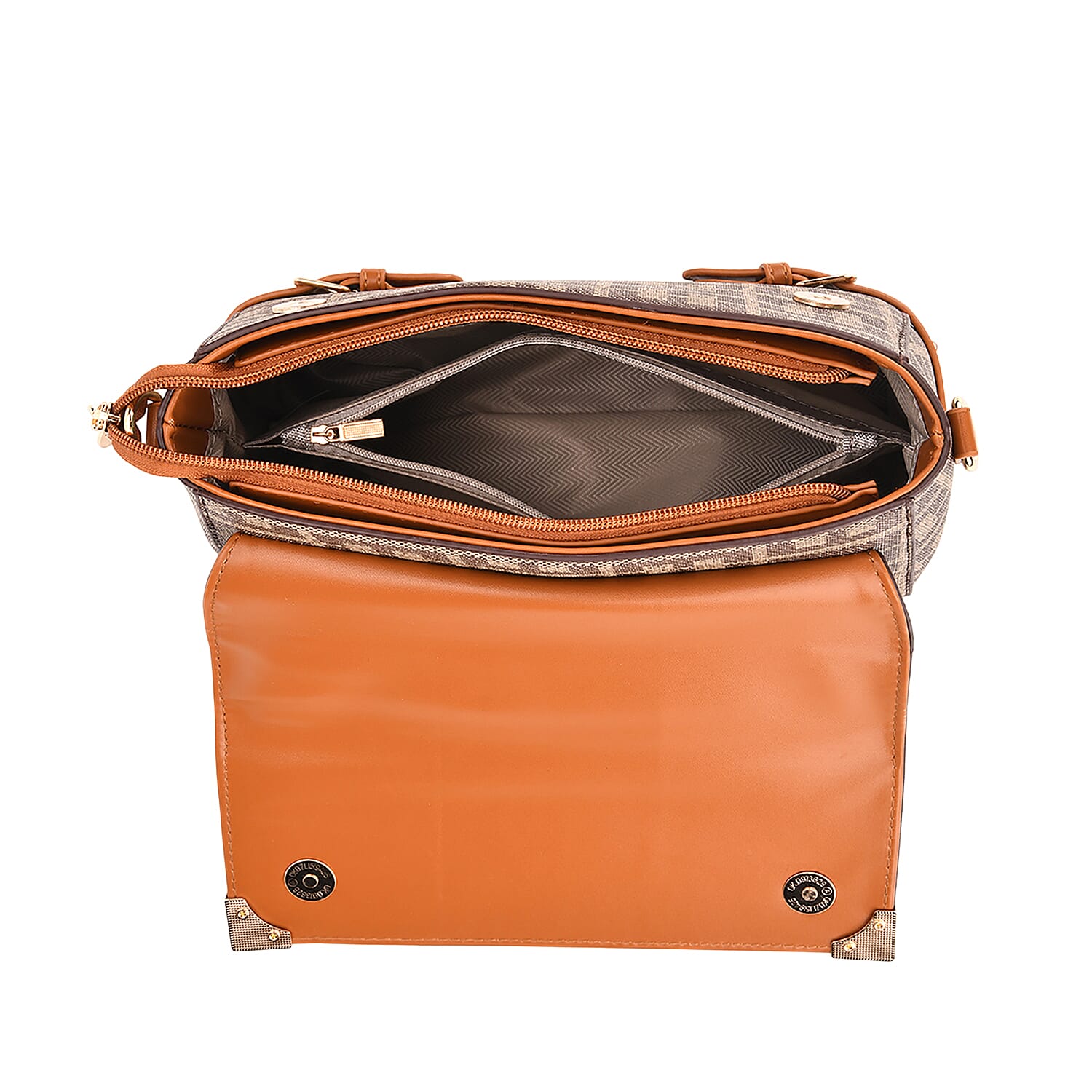 Designer-Inspired Geometric Pattern Sling Handbag - Khaki