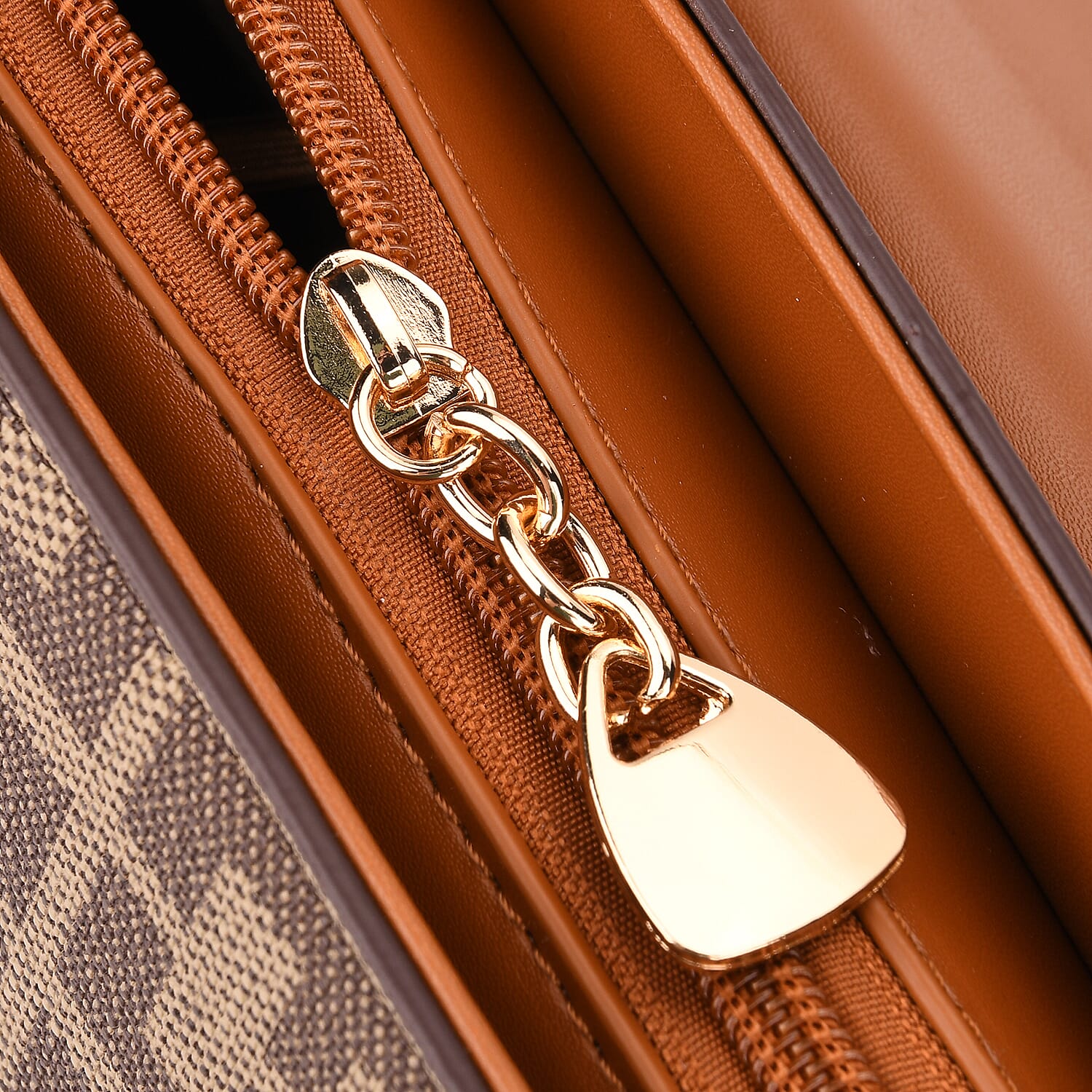 Designer-Inspired Geometric Pattern Sling Handbag - Khaki