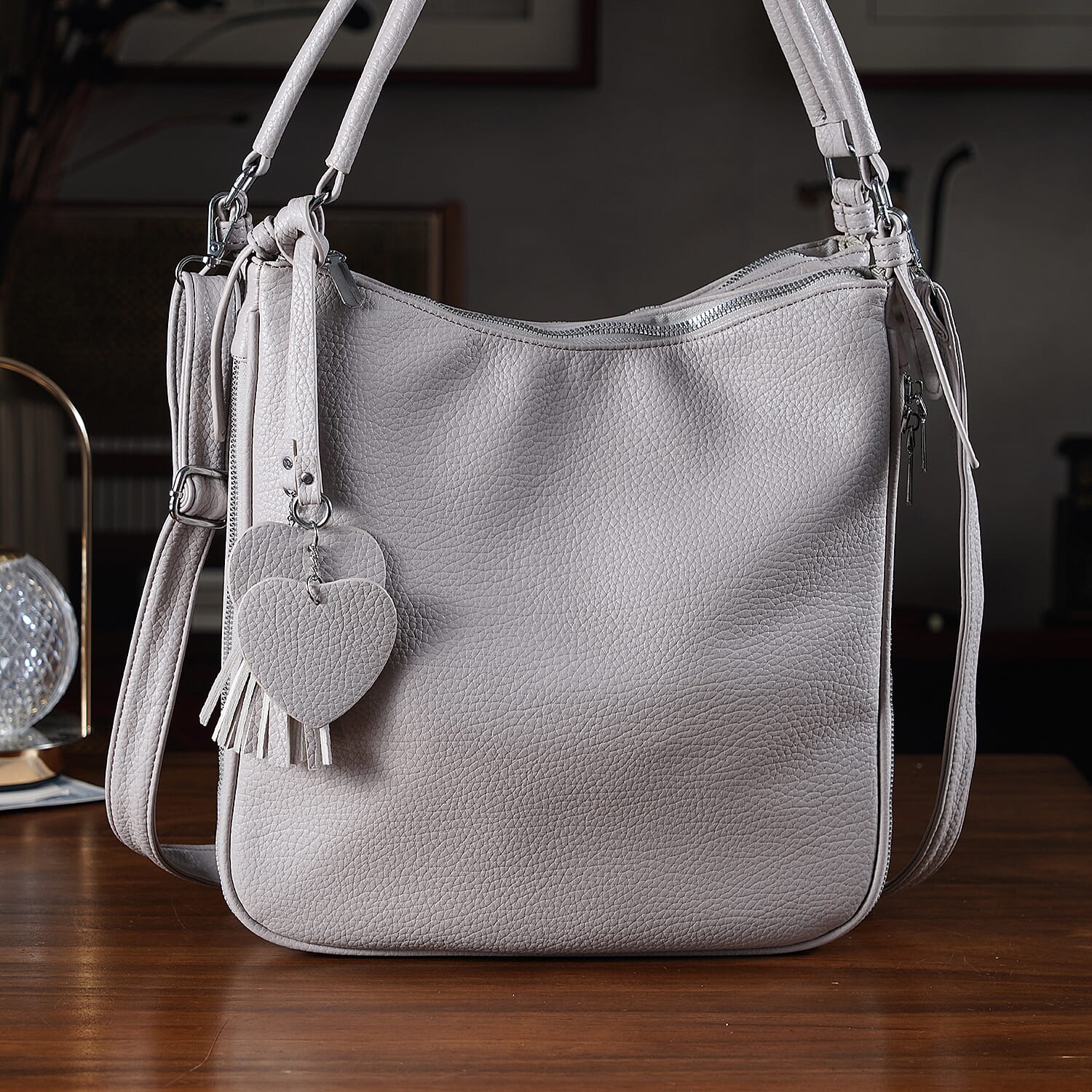 Crossbody Bag (Size - One Size) - Grey & Burgundy