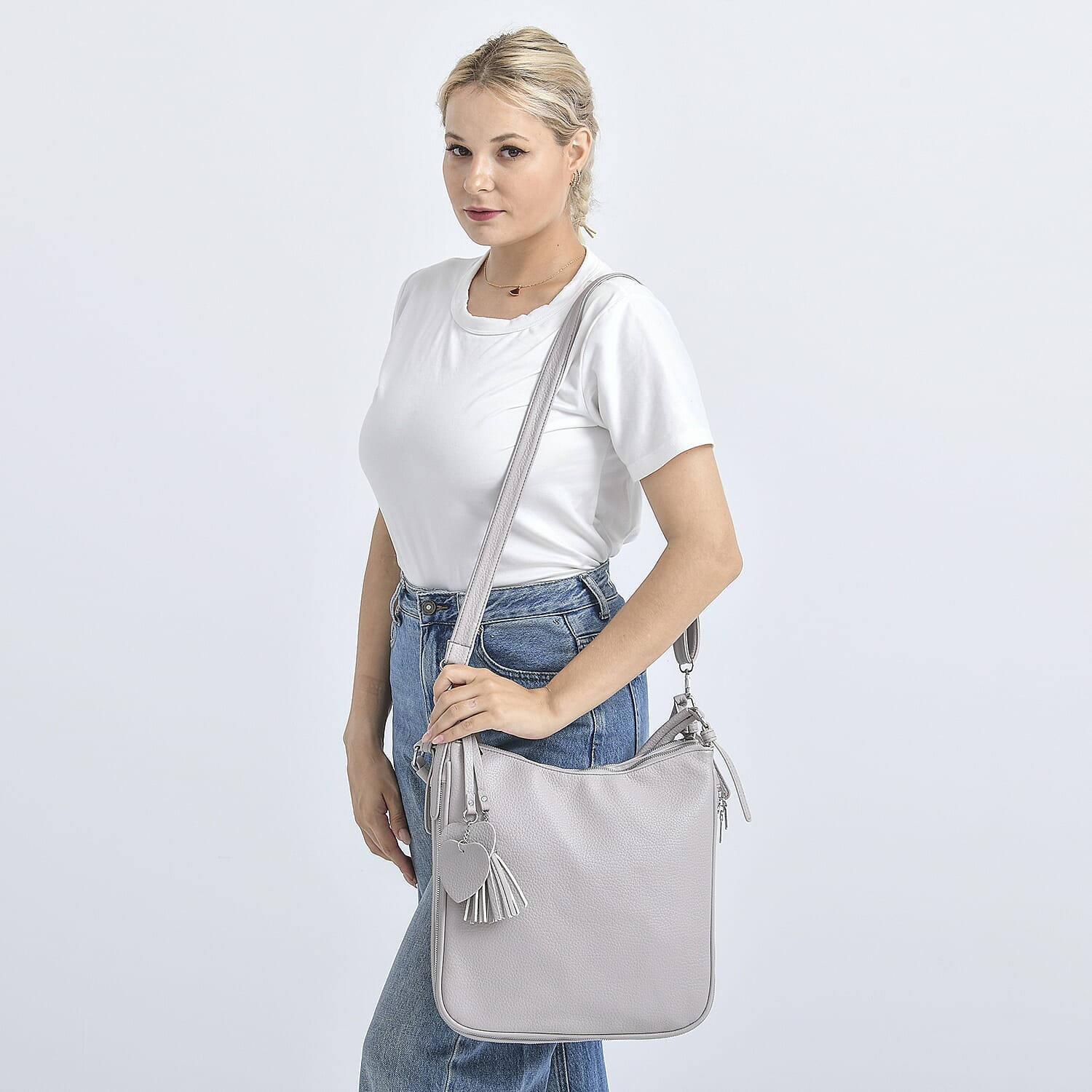 Crossbody Bag (Size - One Size) - Grey & Burgundy