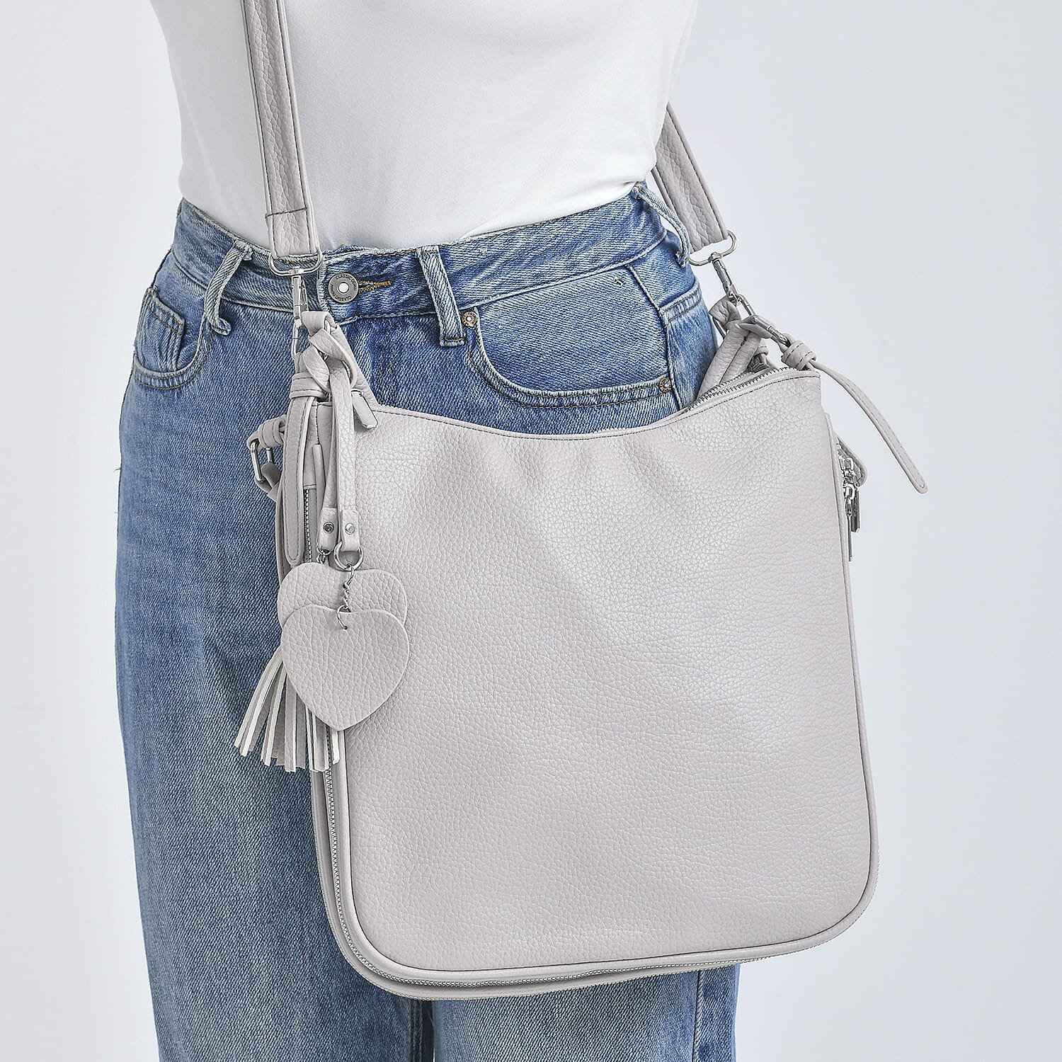 Crossbody Bag (Size - One Size) - Grey & Burgundy