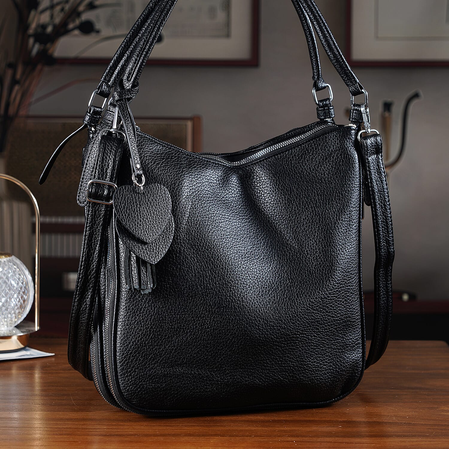 Crossbody Bag (Size - One Size) - Black & Burgundy