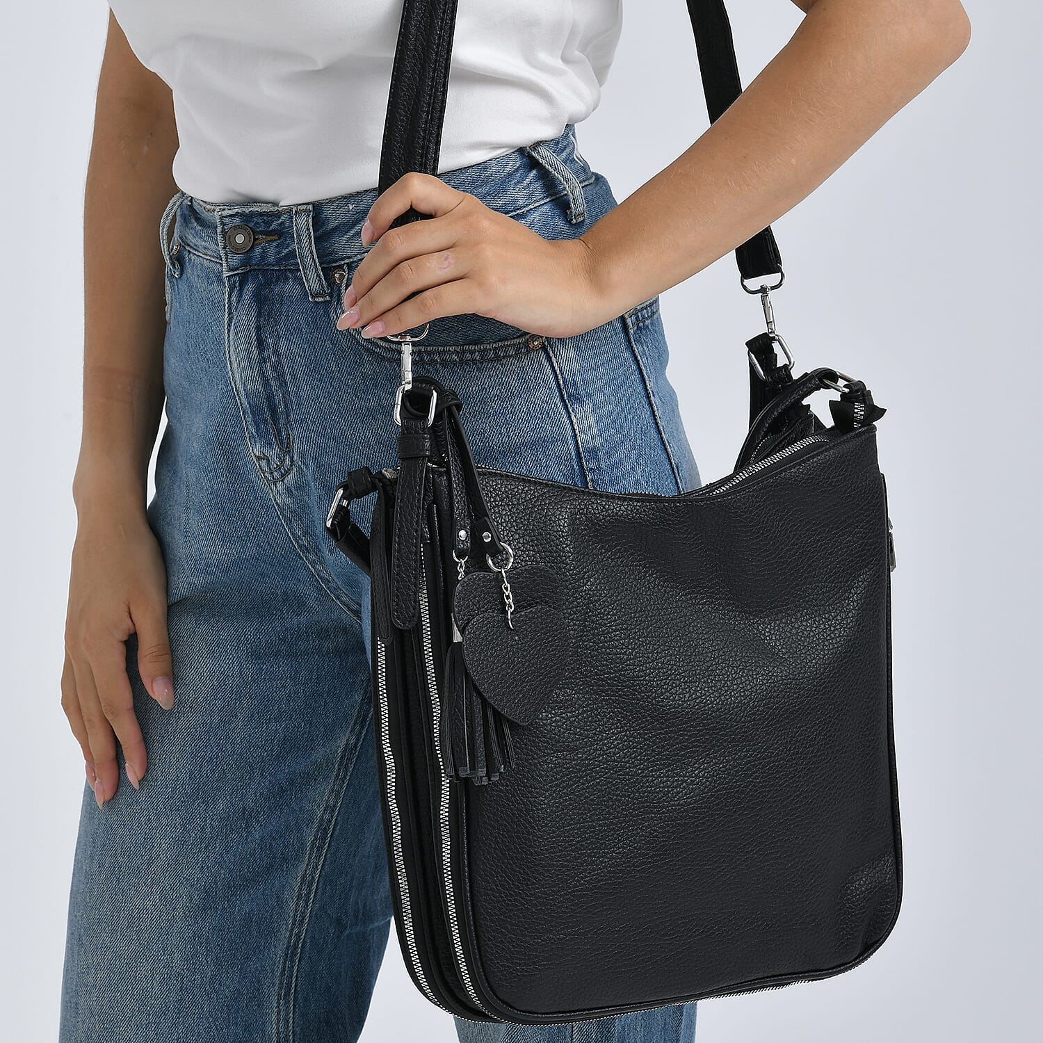 Crossbody Bag (Size - One Size) - Black & Burgundy