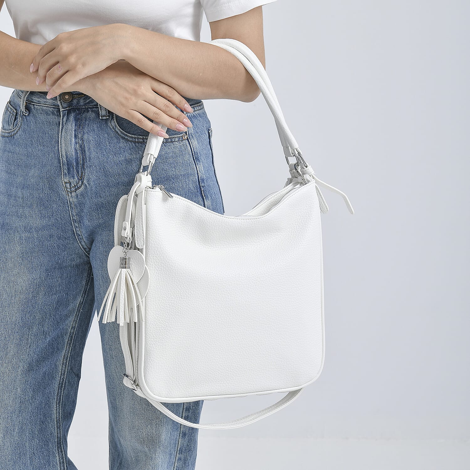 Crossbody Bag (Size - One Size) - White & Burgundy