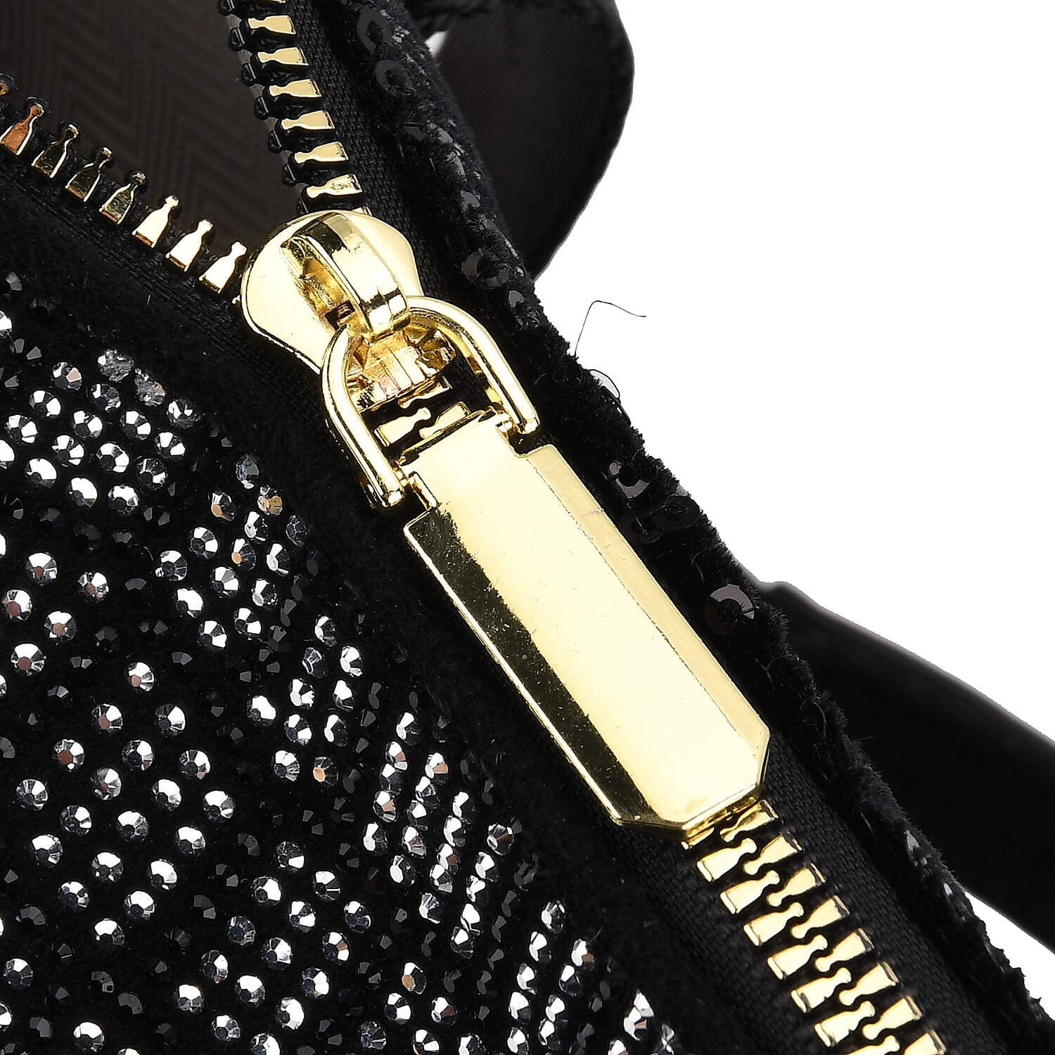 Stylish Sequin Crossbody Bag with Rhinestone Detail - Black