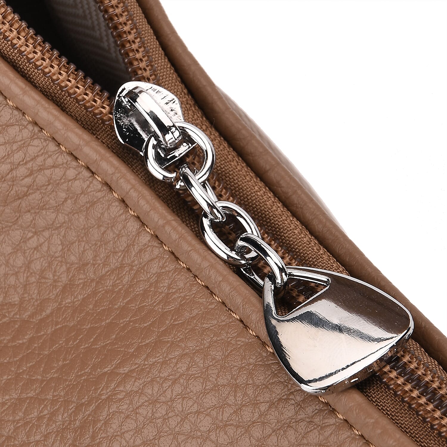 Pleated Structure Satchel Shoulder Bag with Top Handles - Brown