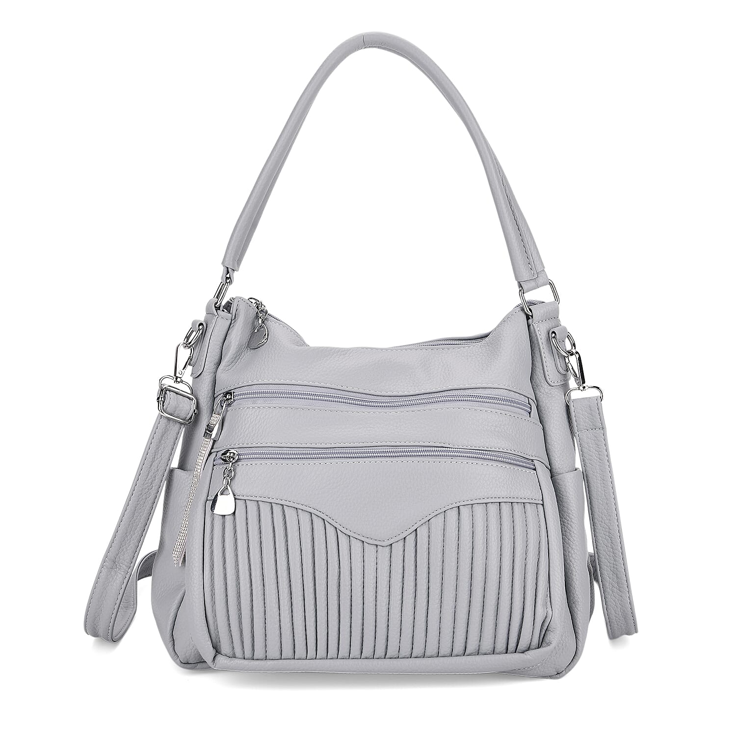 Pleated Structure Satchel Shoulder Bag with Top Handles - Baby Blue