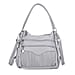 Pleated Structure Satchel Shoulder Bag with Top Handles - White