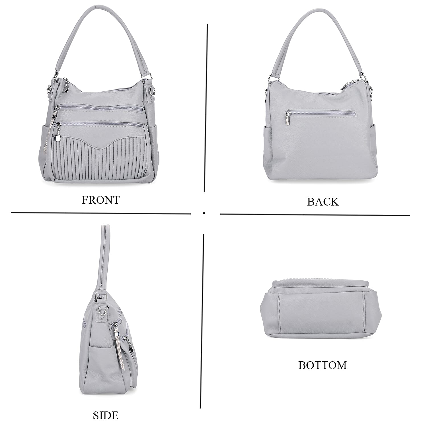 Pleated Structure Satchel Shoulder Bag with Top Handles - Baby Blue