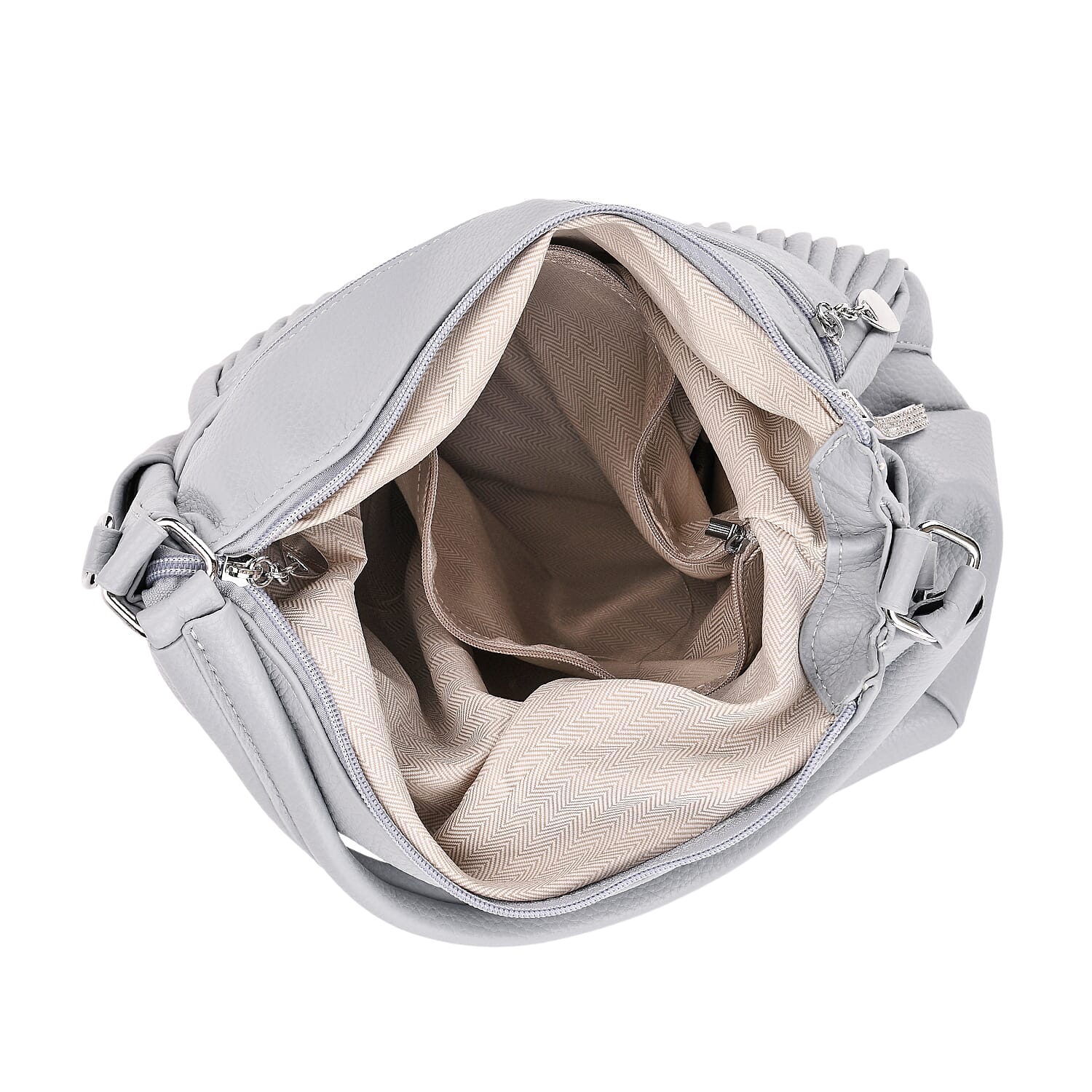 Pleated Structure Satchel Shoulder Bag with Top Handles - Baby Blue