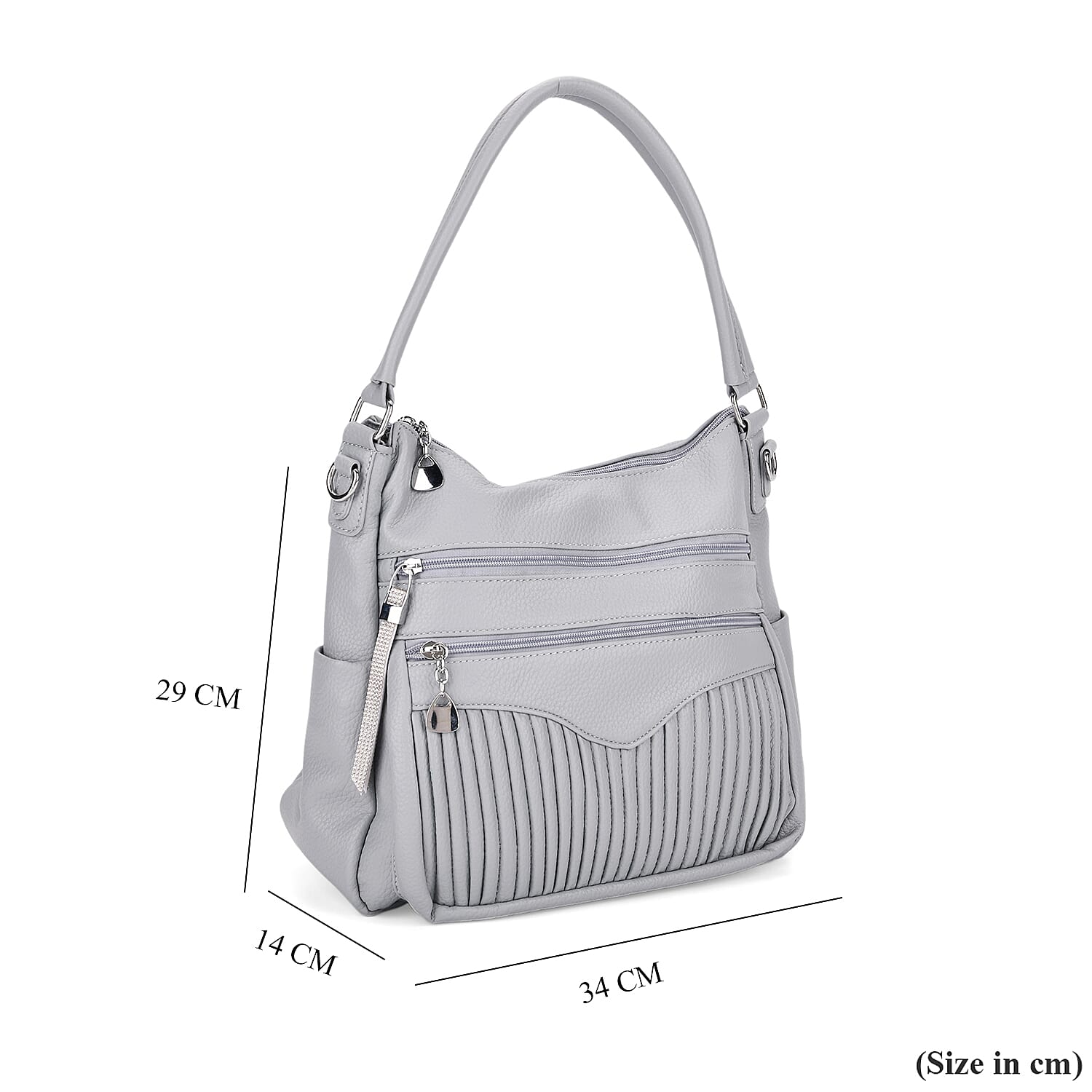 Pleated Structure Satchel Shoulder Bag with Top Handles - Baby Blue